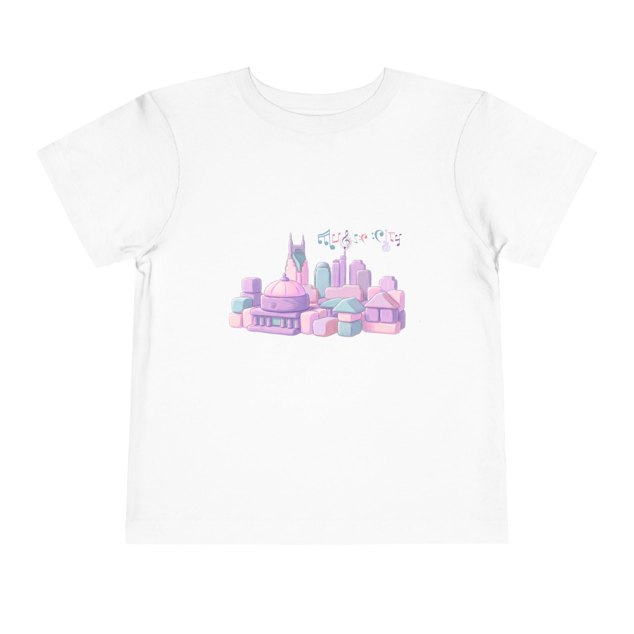 Girl's Toddler Tee with Pastel MusicCityscape