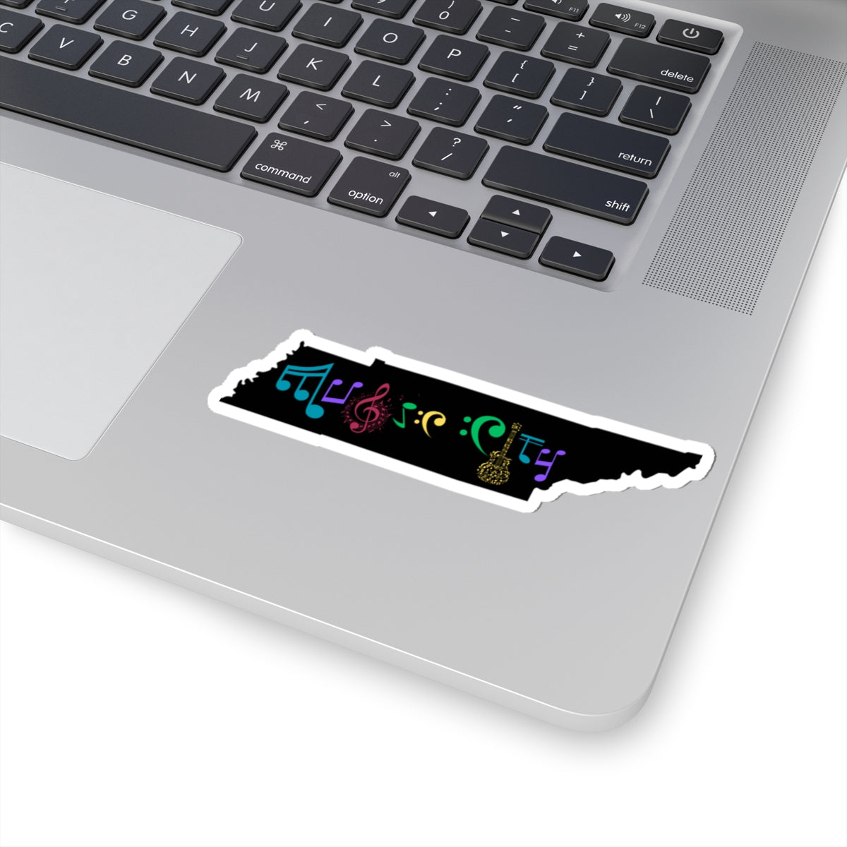 "Music City©" Colored Text Tennessee Silhouette Kiss-Cut Sticker