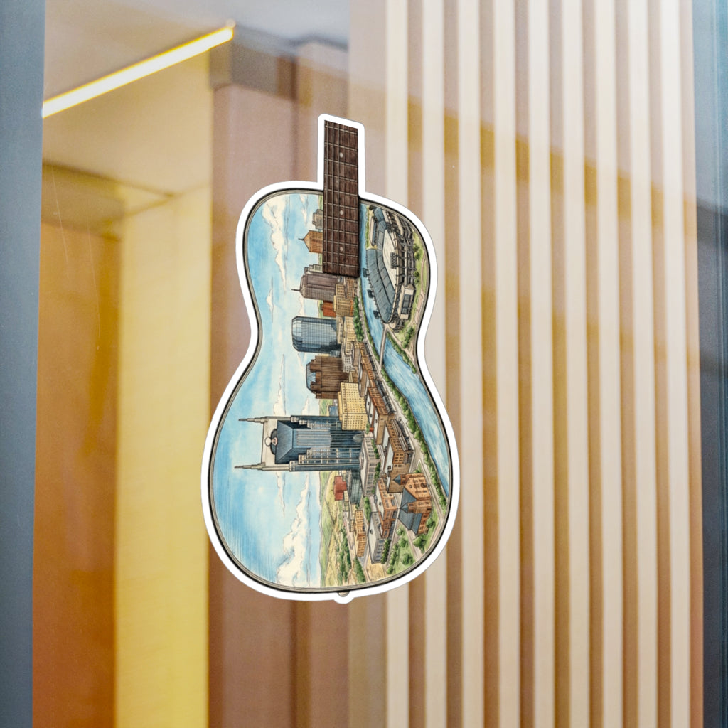Music City Illustrated Guitar Skyline Kiss-Cut Decal