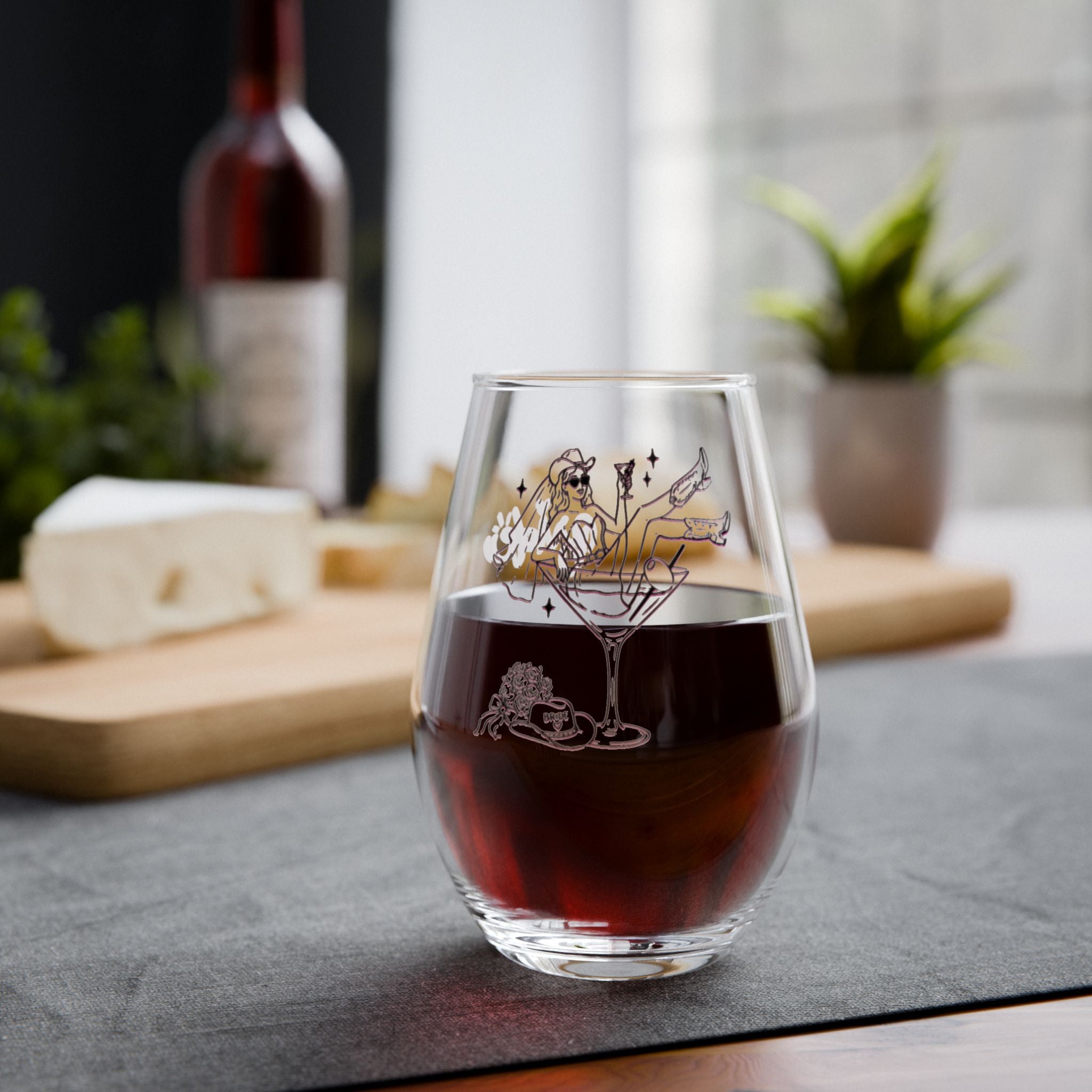 "Music City© Bride Tribe: Bottoms Up Bridesmaid!" Stemless Bachelorette Party Glass