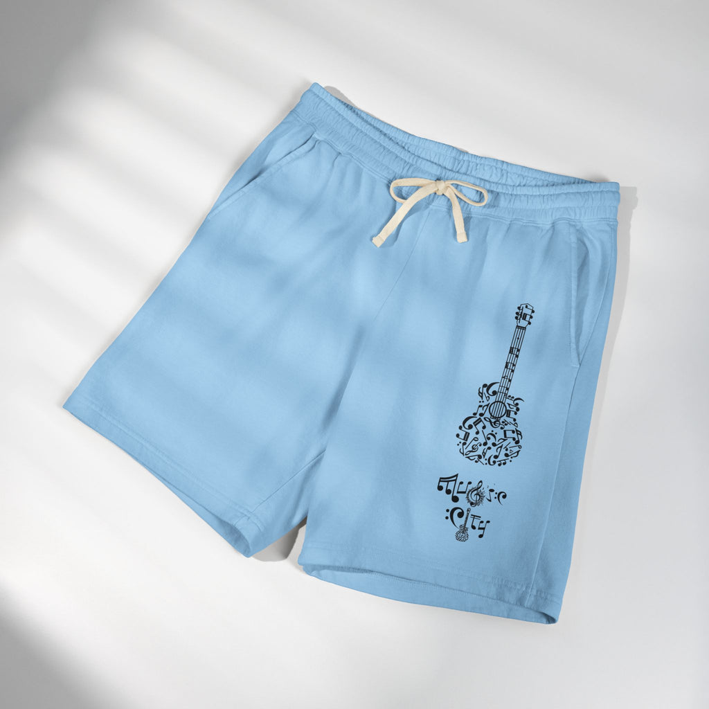 "Music City© Midnight" Black Guitar Vintage Fleece Shorts