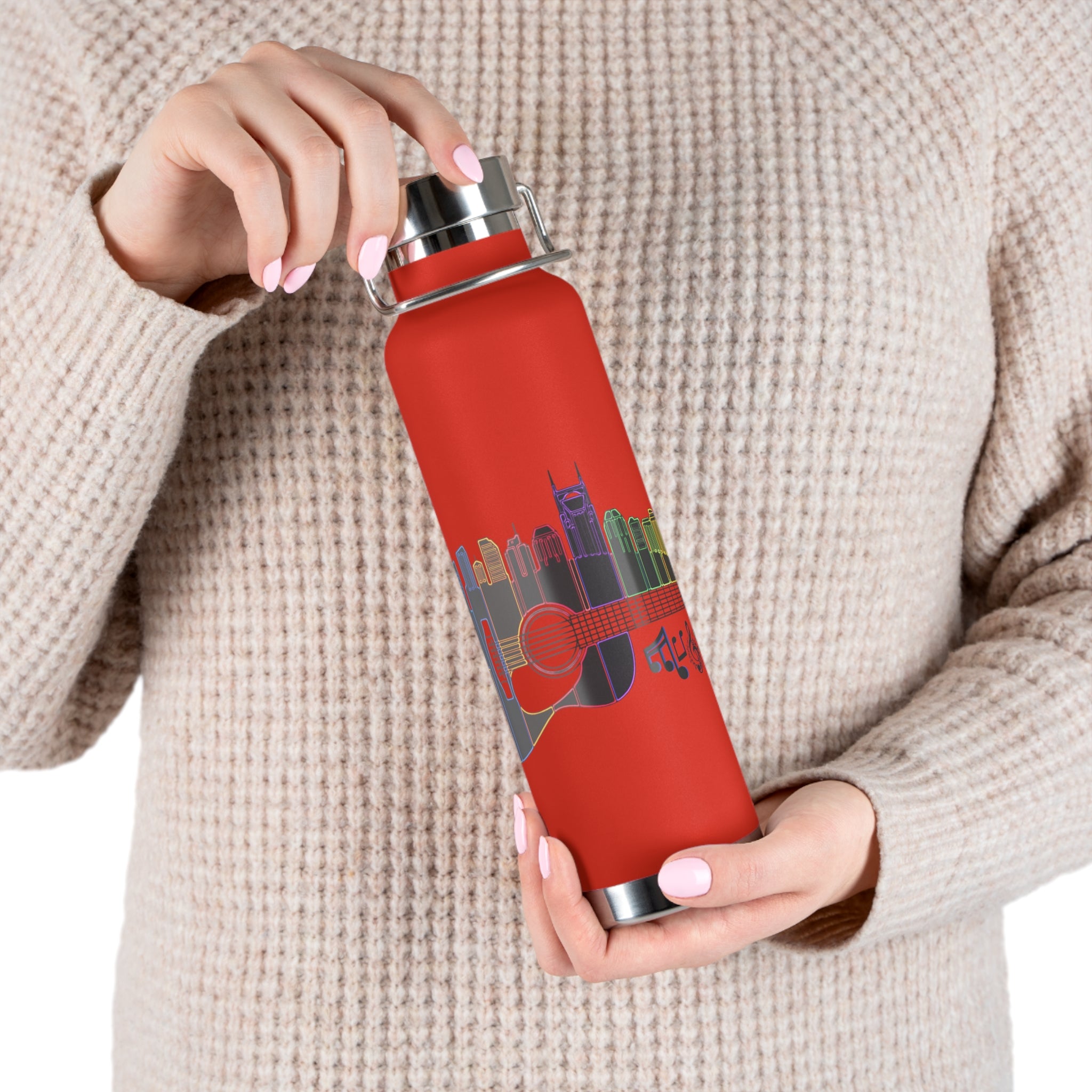 Artistic Music City Skyline Guitar Vacuum-Insulated Bottle