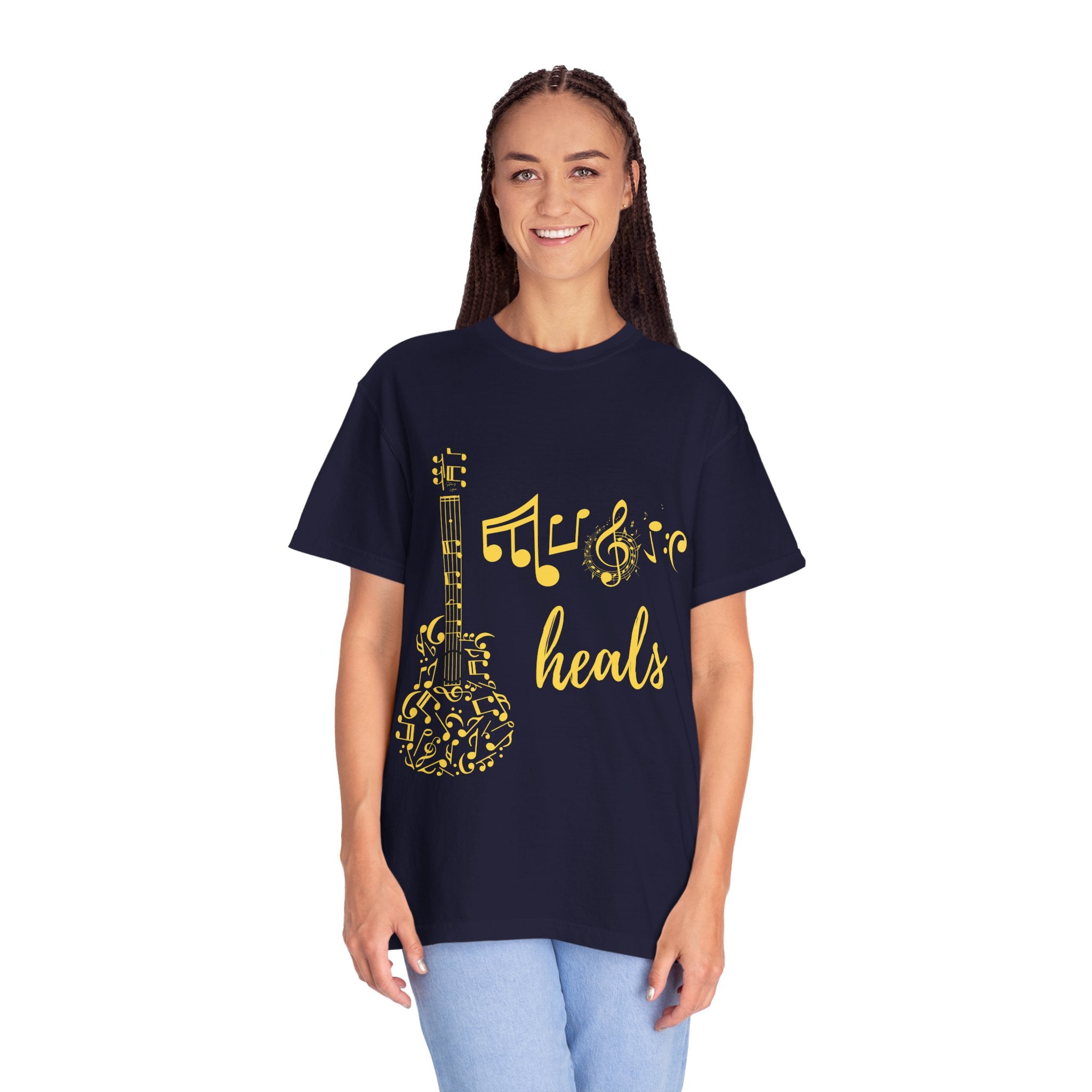 "Music Heals" Graphic Tee - Yellow