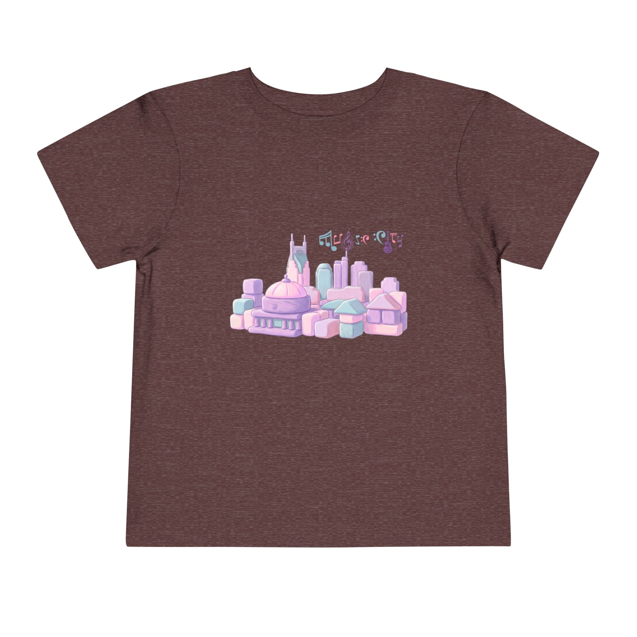 Girl's Toddler Tee with Pastel MusicCityscape