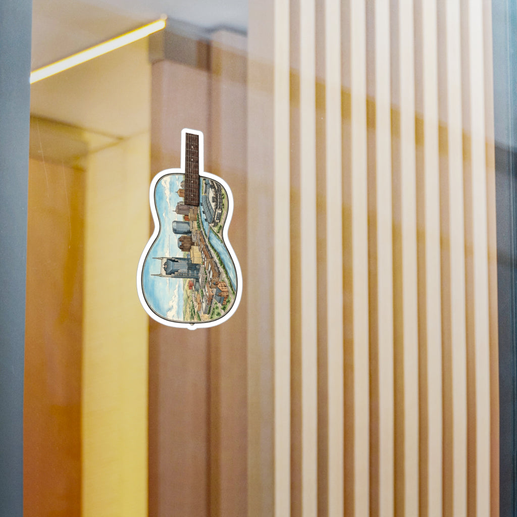 Music City Illustrated Guitar Skyline Kiss-Cut Decal