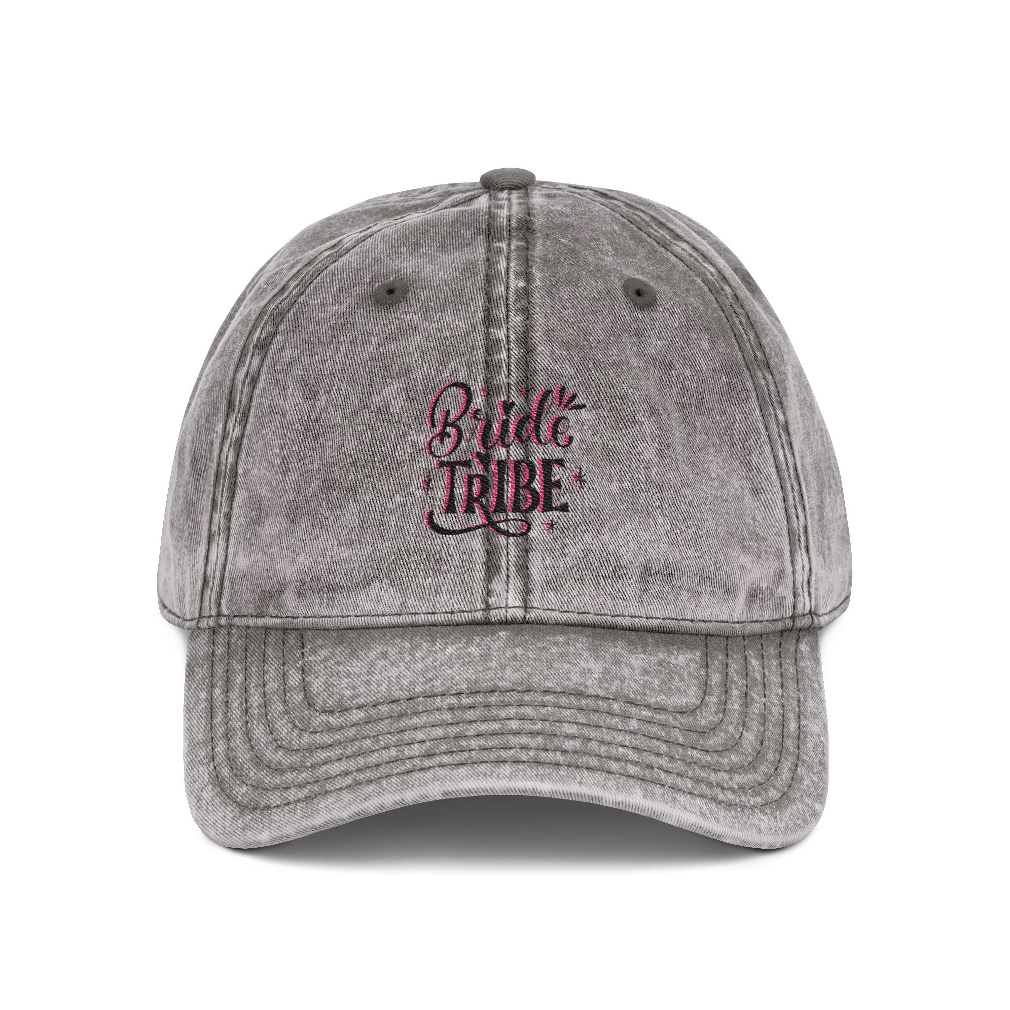 Embroidered "Bride Tribe" Vintage Cap — Washed Grey Baseball Hat