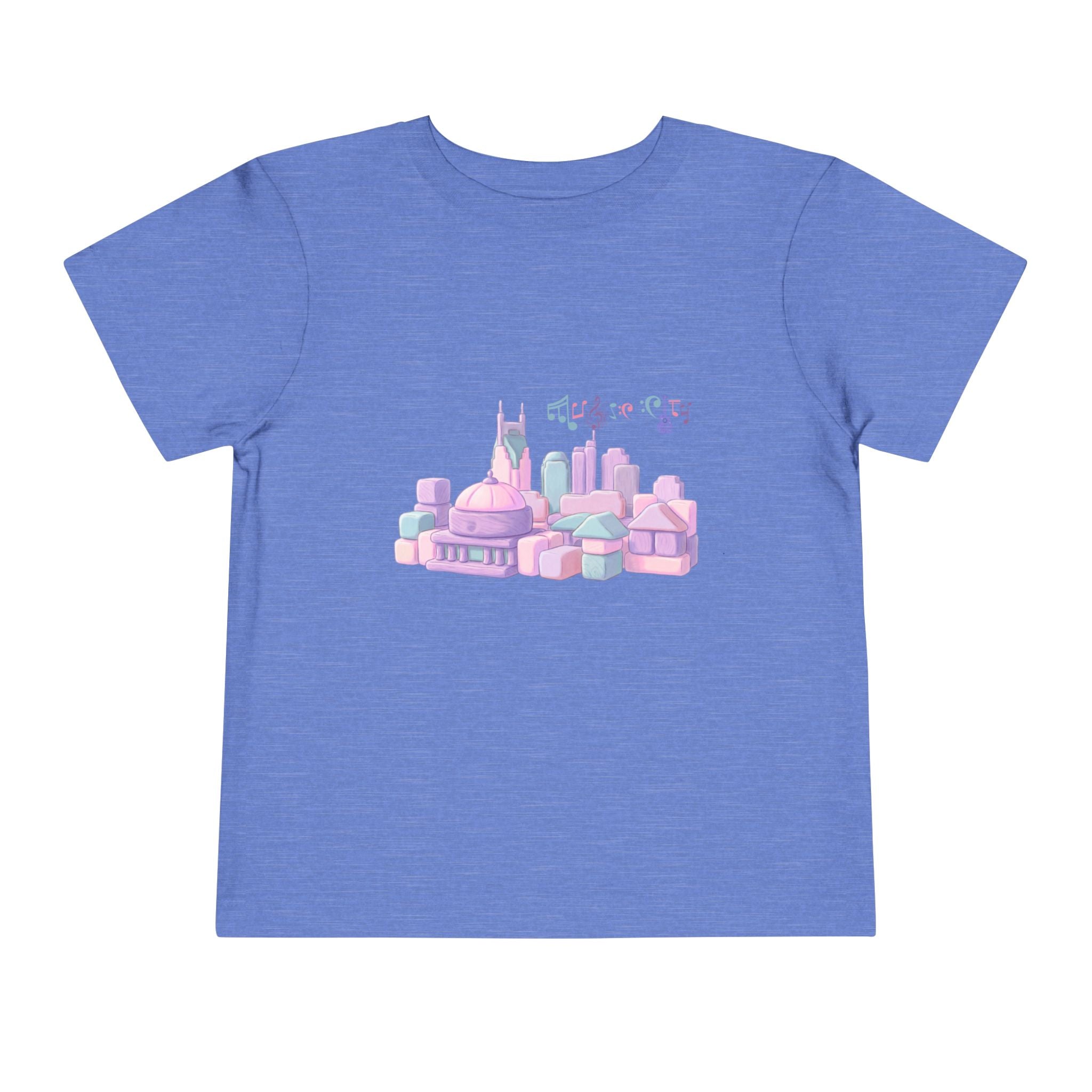 Girl's Toddler Tee with Pastel MusicCityscape