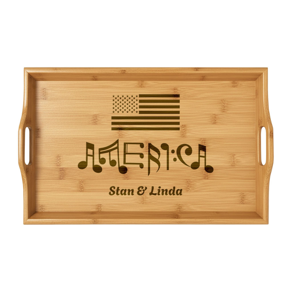 "Stars & Notes" Laser-Engraved Bamboo Serving Tray
