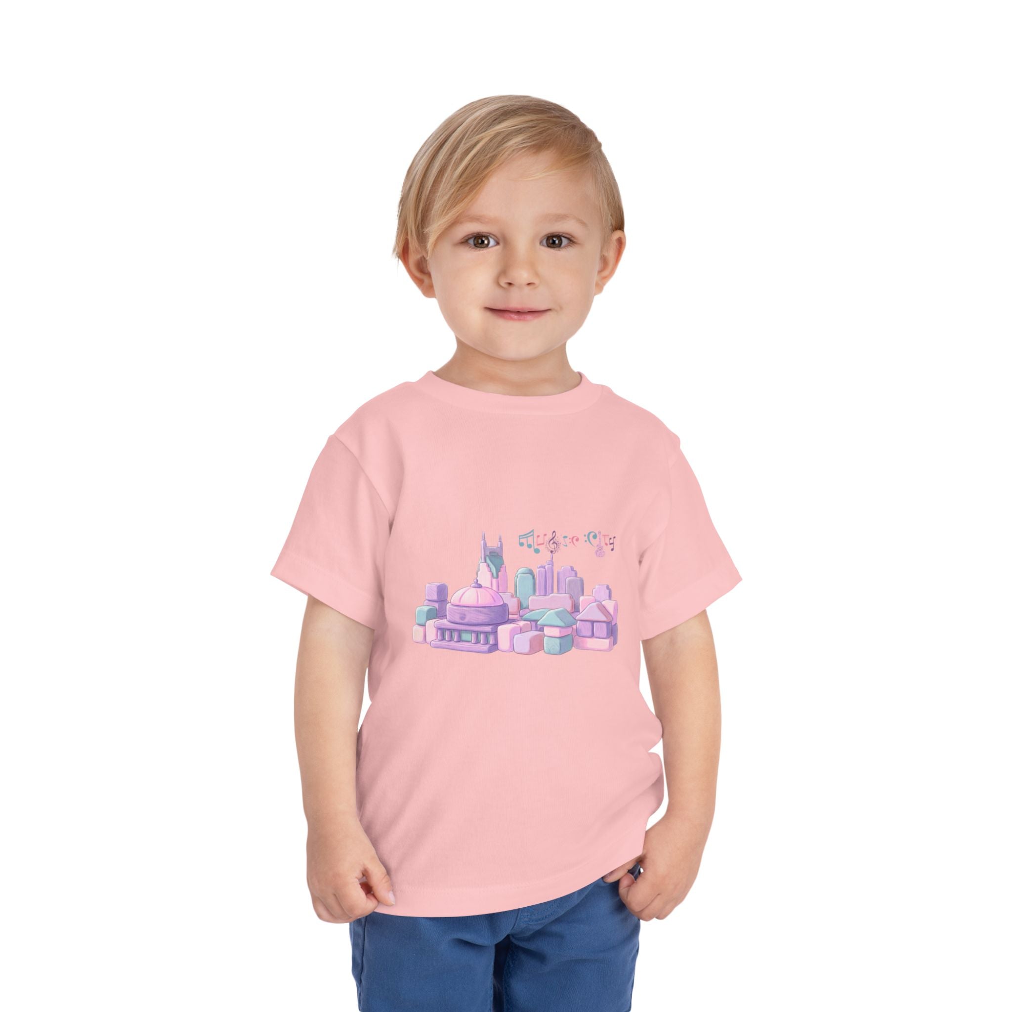 Girl's Toddler Tee with Pastel MusicCityscape