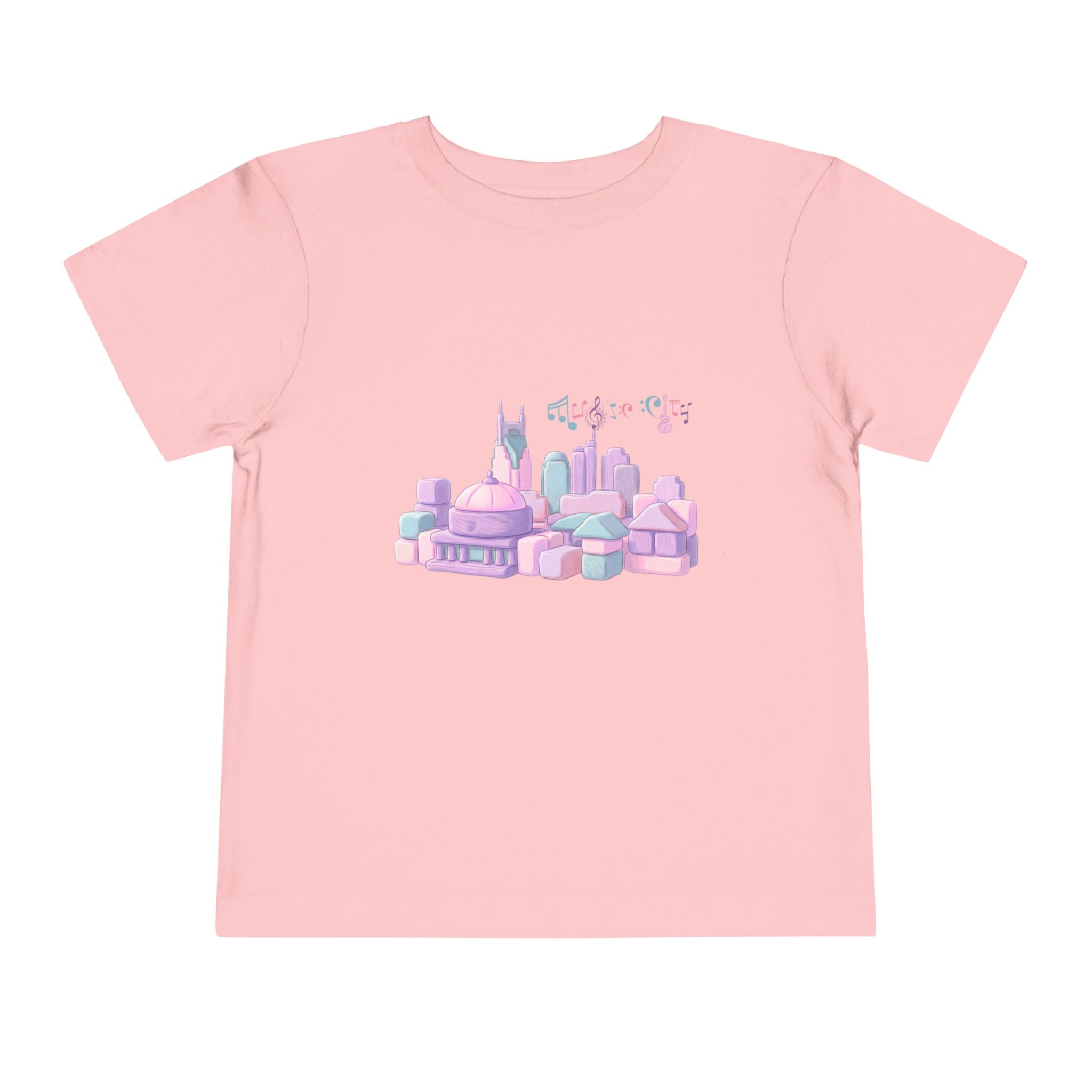 Girl's Toddler Tee with Pastel MusicCityscape