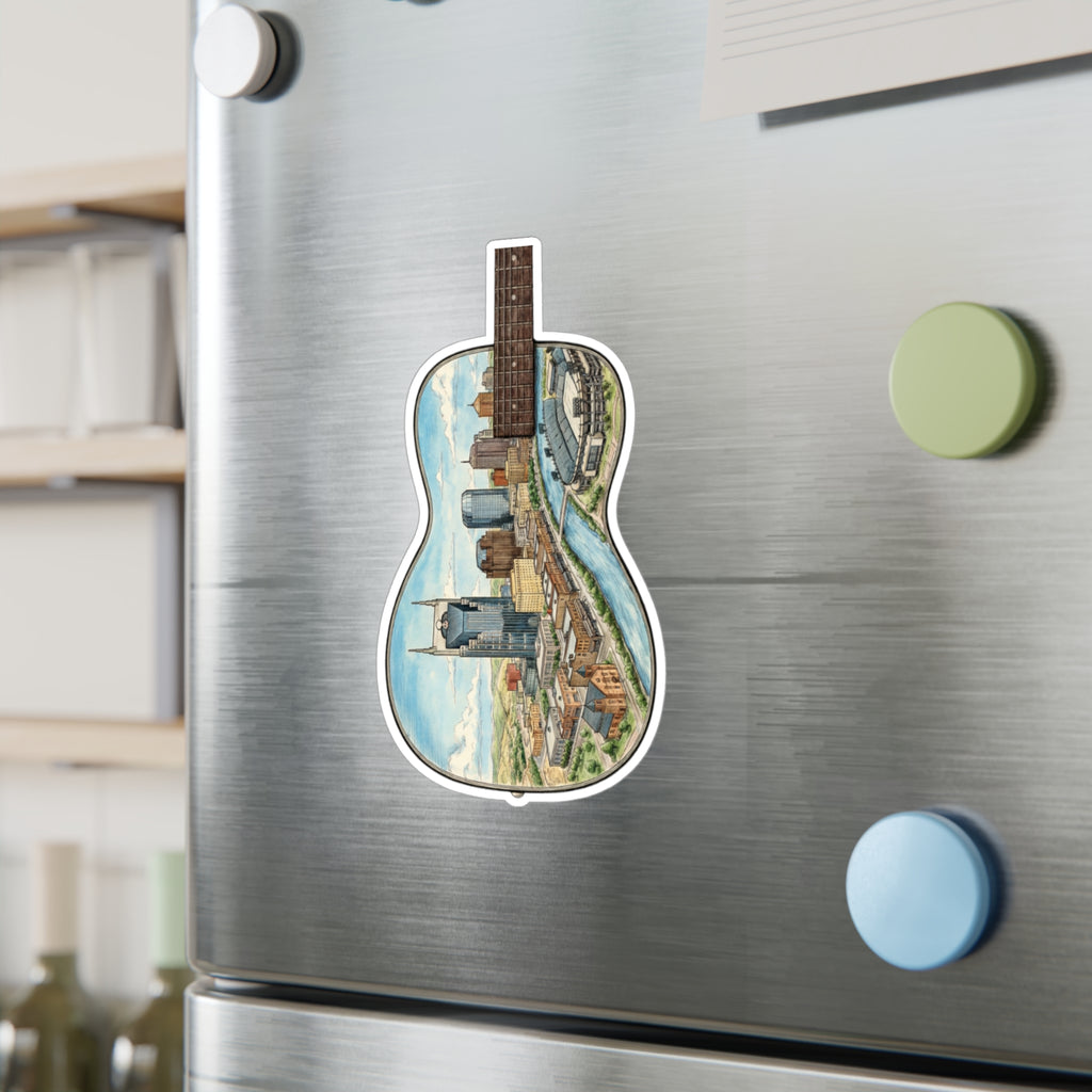 Music City Illustrated Guitar Skyline Kiss-Cut Decal