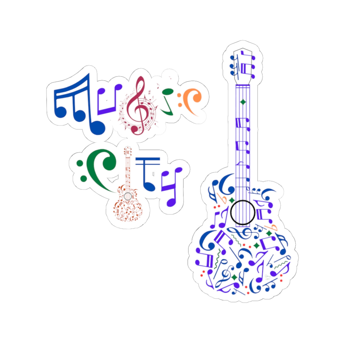 "Music City© Guitar" Kiss-Cut Stickers