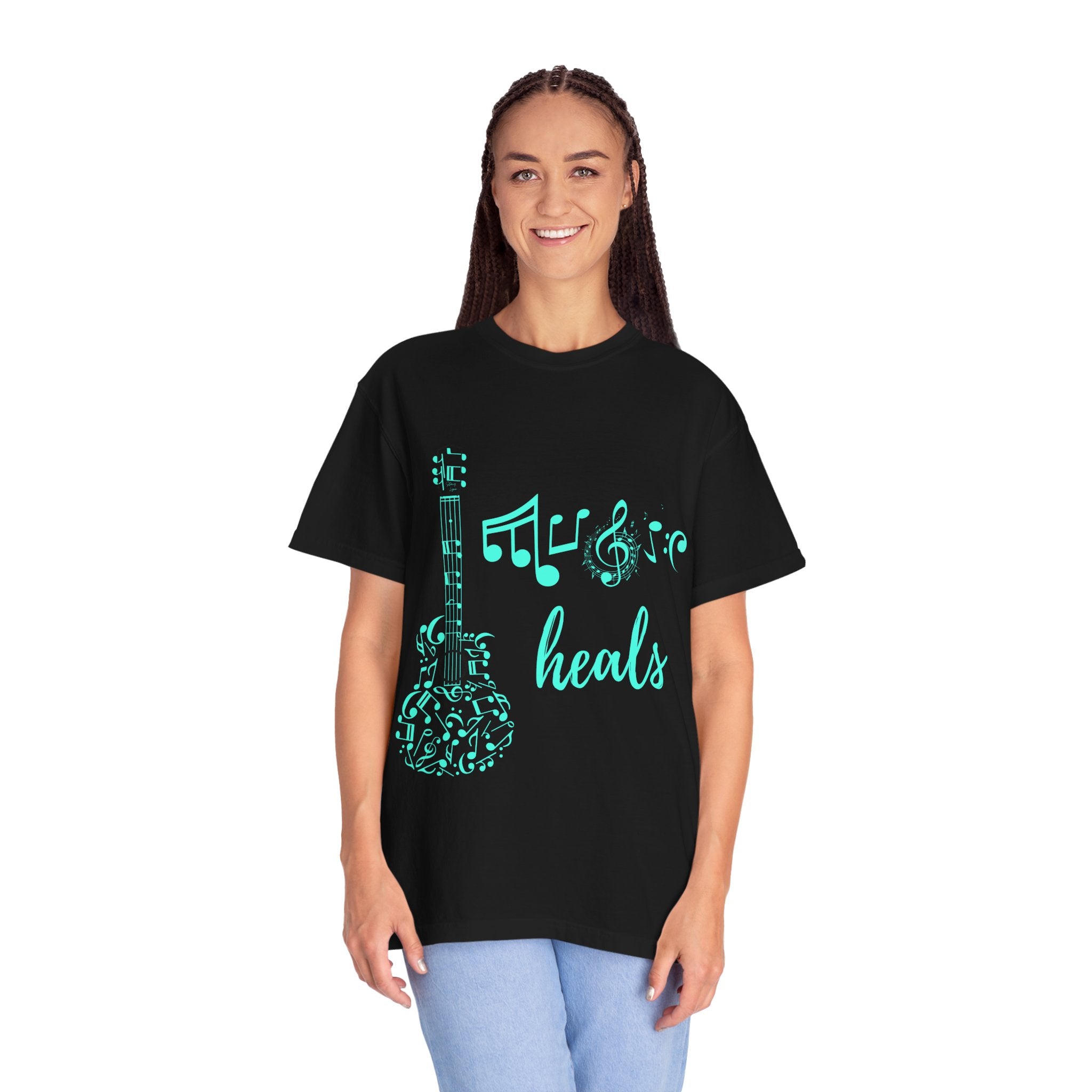 "Music Heals" Graphic Tee - Turquoise