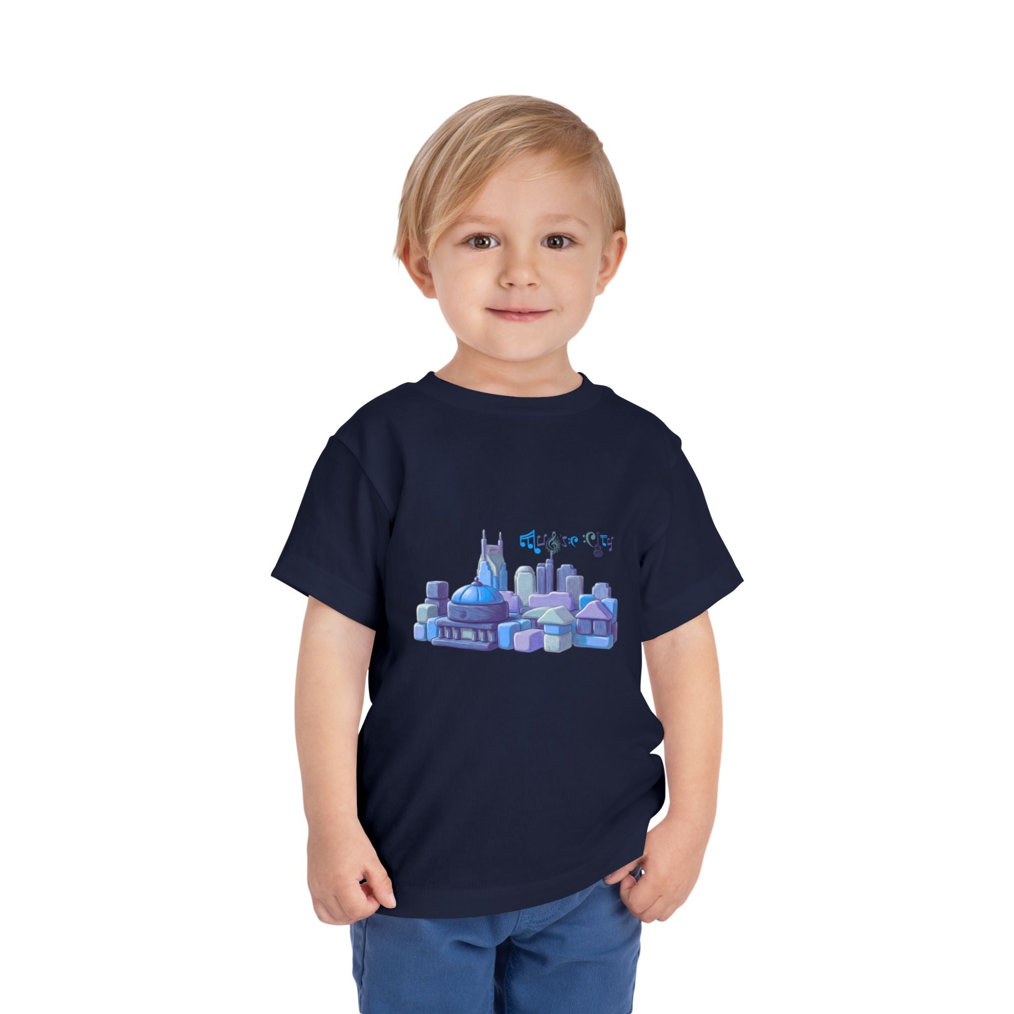Boy's Toddler Tee with Blue MusicCityscape