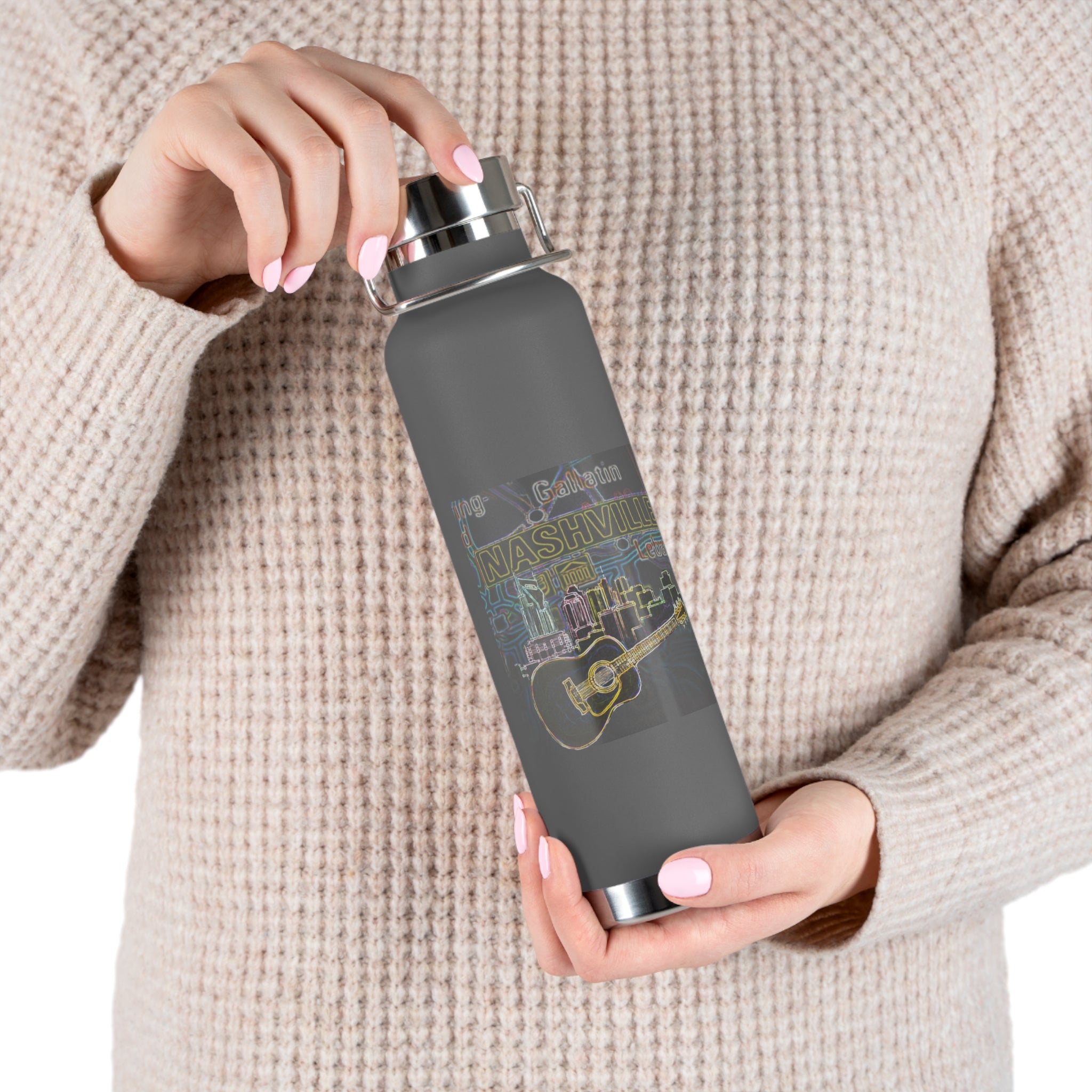 Music City Artistic Skyline Map Vacuum-Insulated Bottle