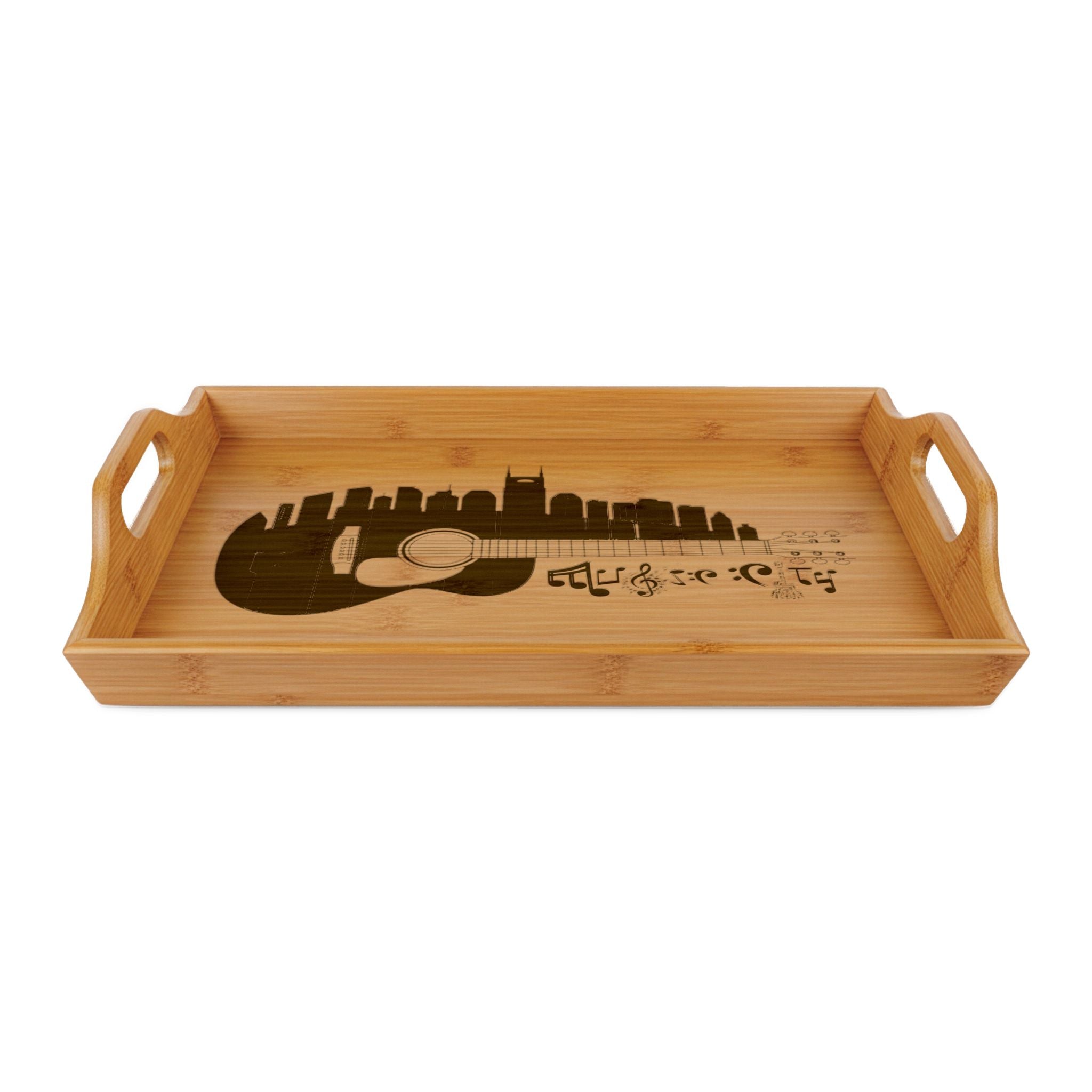 "Music City© " Guitar Skyline Bamboo Serving Tray