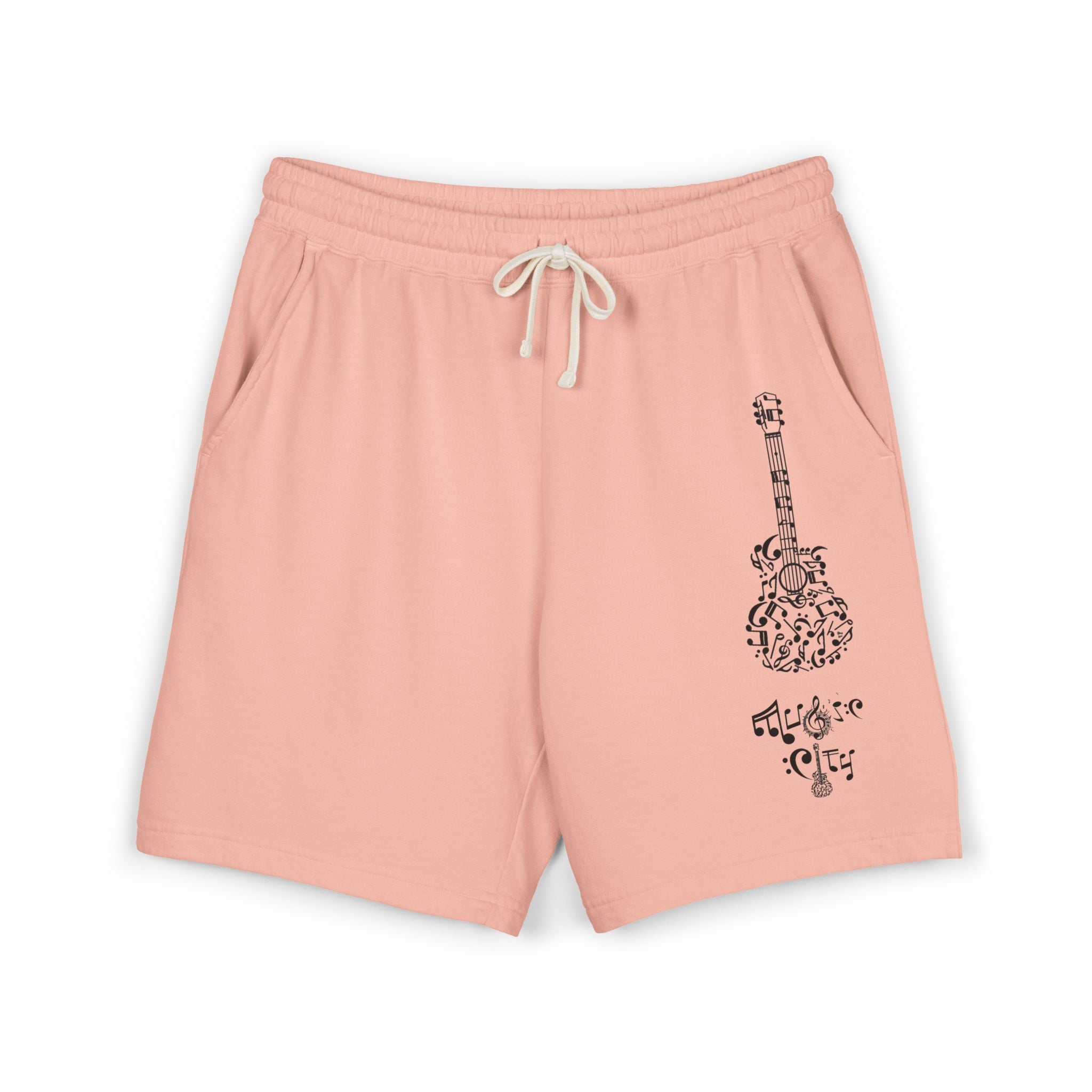 "Music City© Midnight" Black Guitar Vintage Fleece Shorts