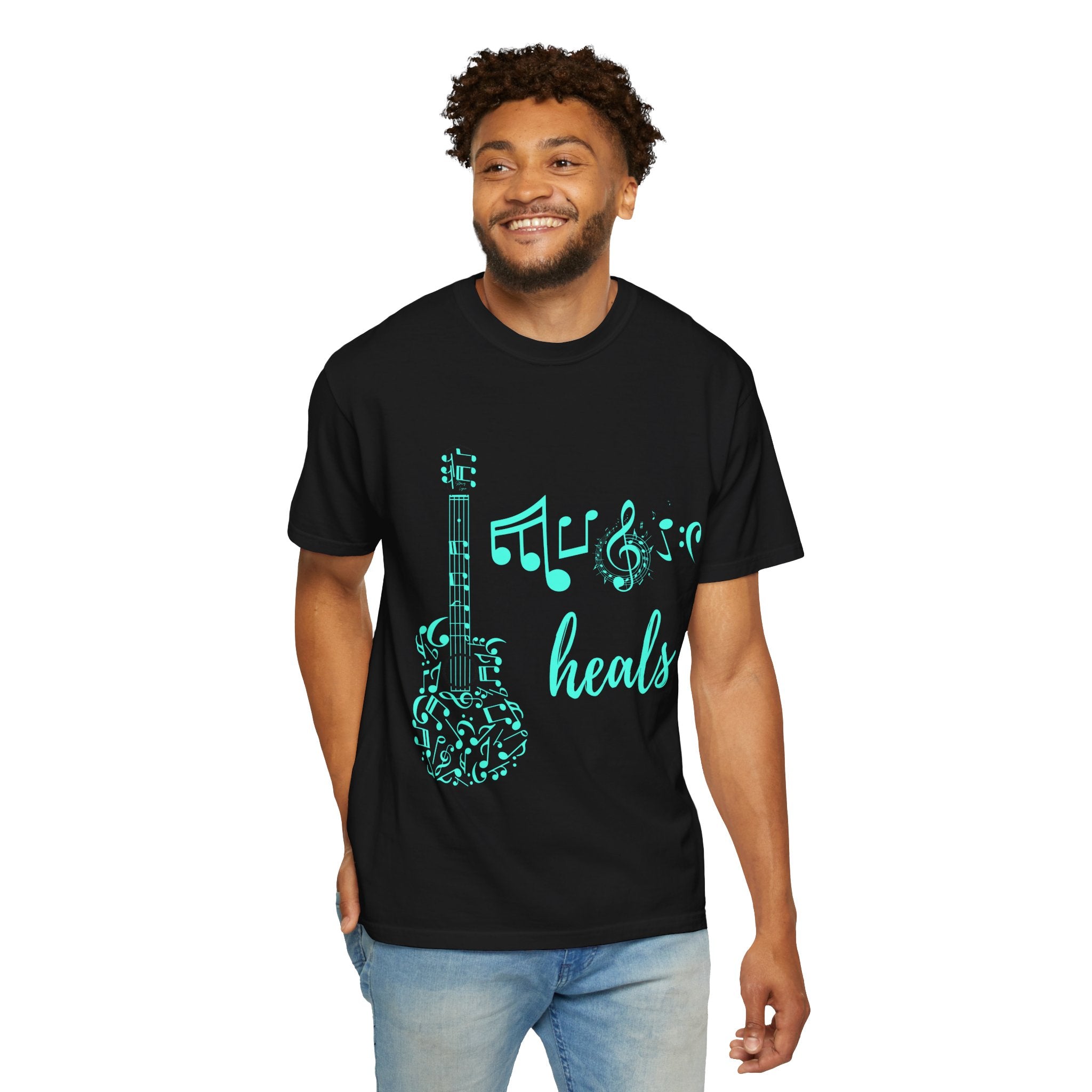 "Music Heals" Graphic Tee - Turquoise