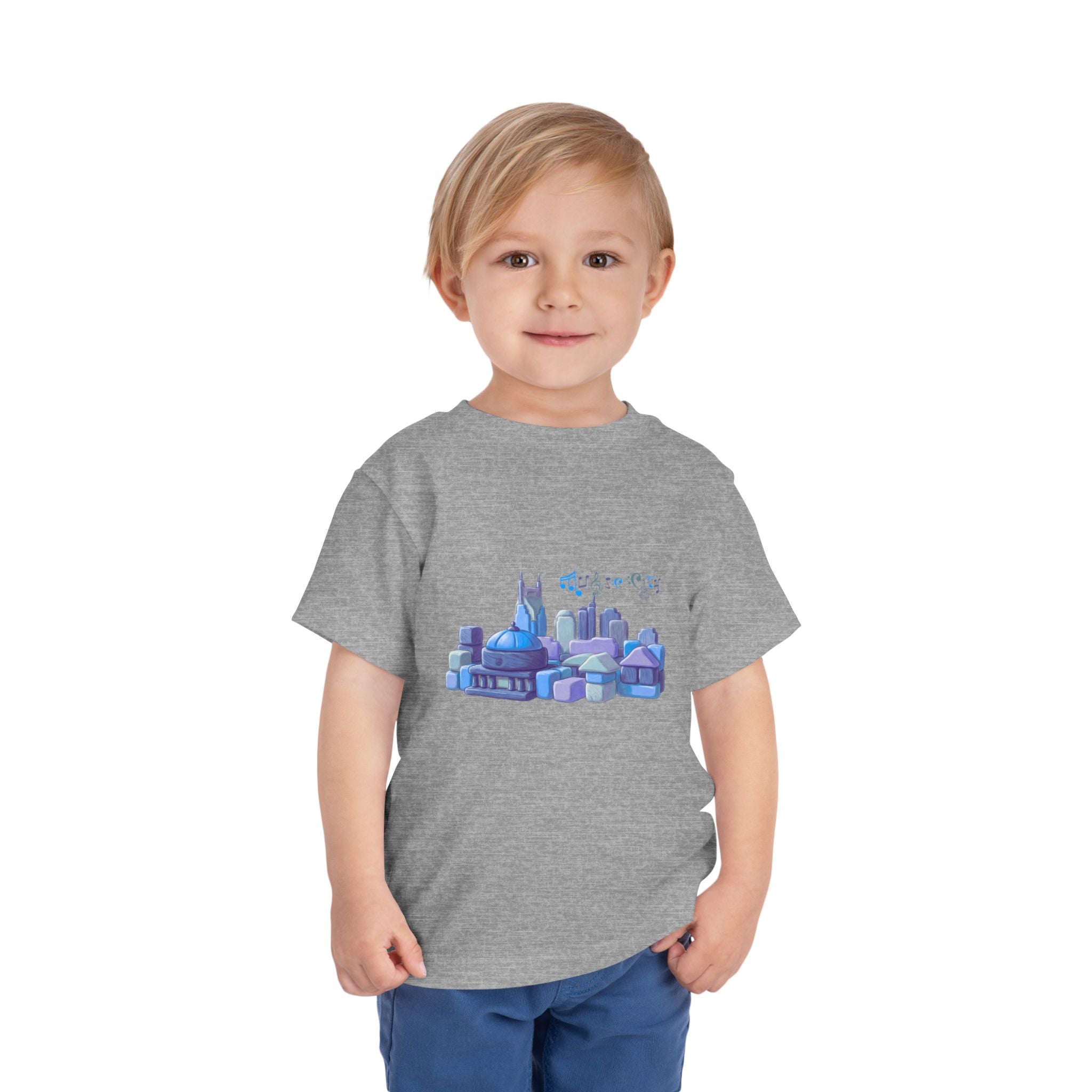 Boy's Toddler Tee with Blue MusicCityscape