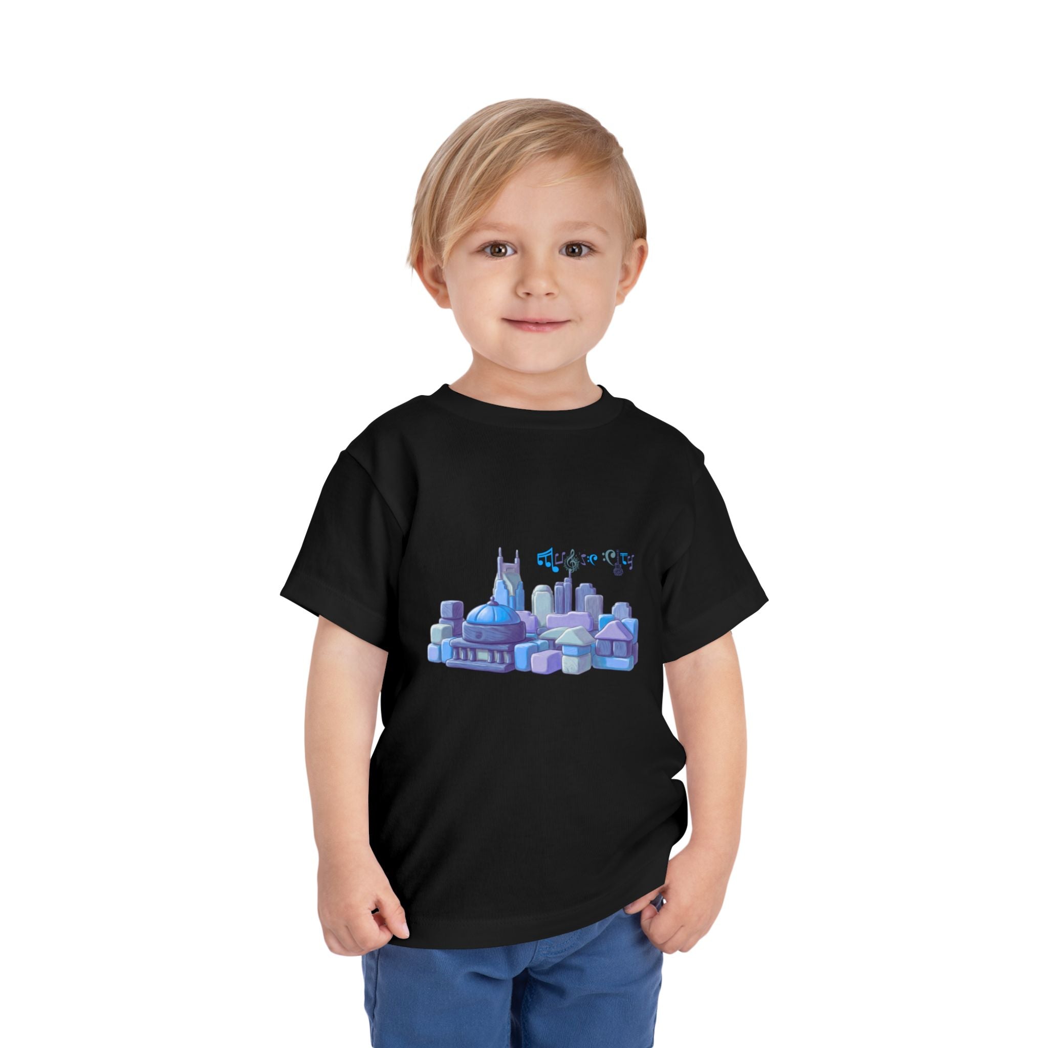 Boy's Toddler Tee with Blue MusicCityscape
