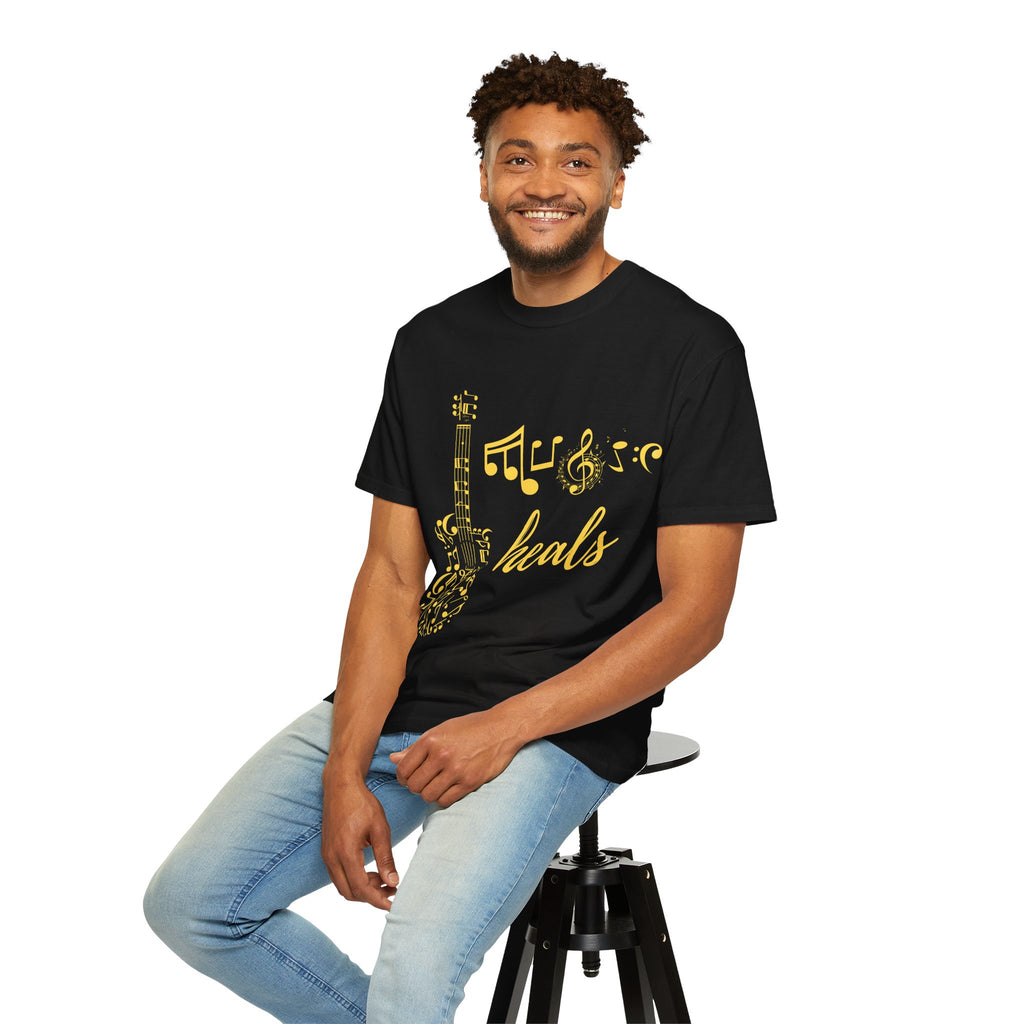 "Music Heals" Graphic Tee - Yellow