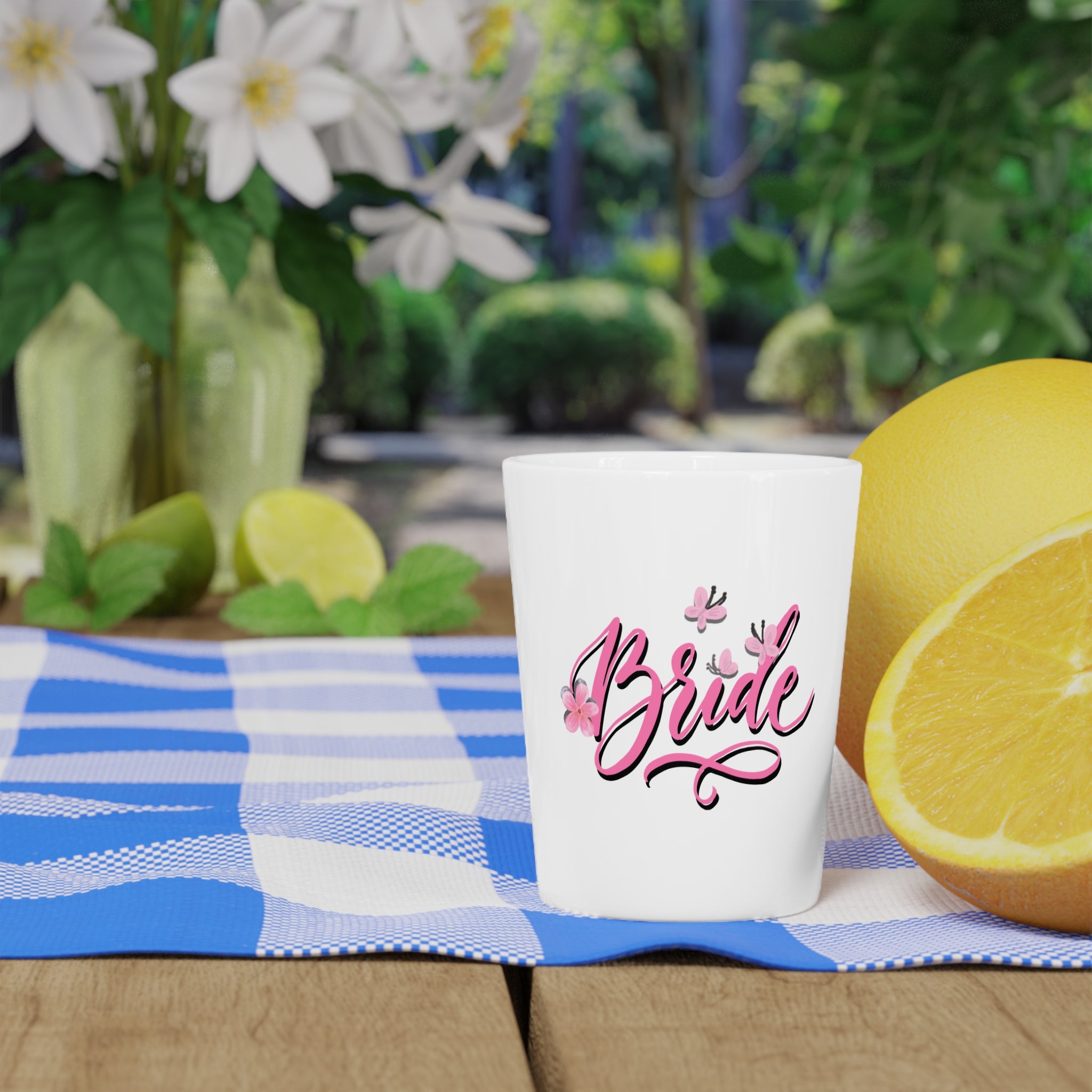 "Bride" Floral Blossom Ceramic Shot Glass - Bachelorette Party Keepsake