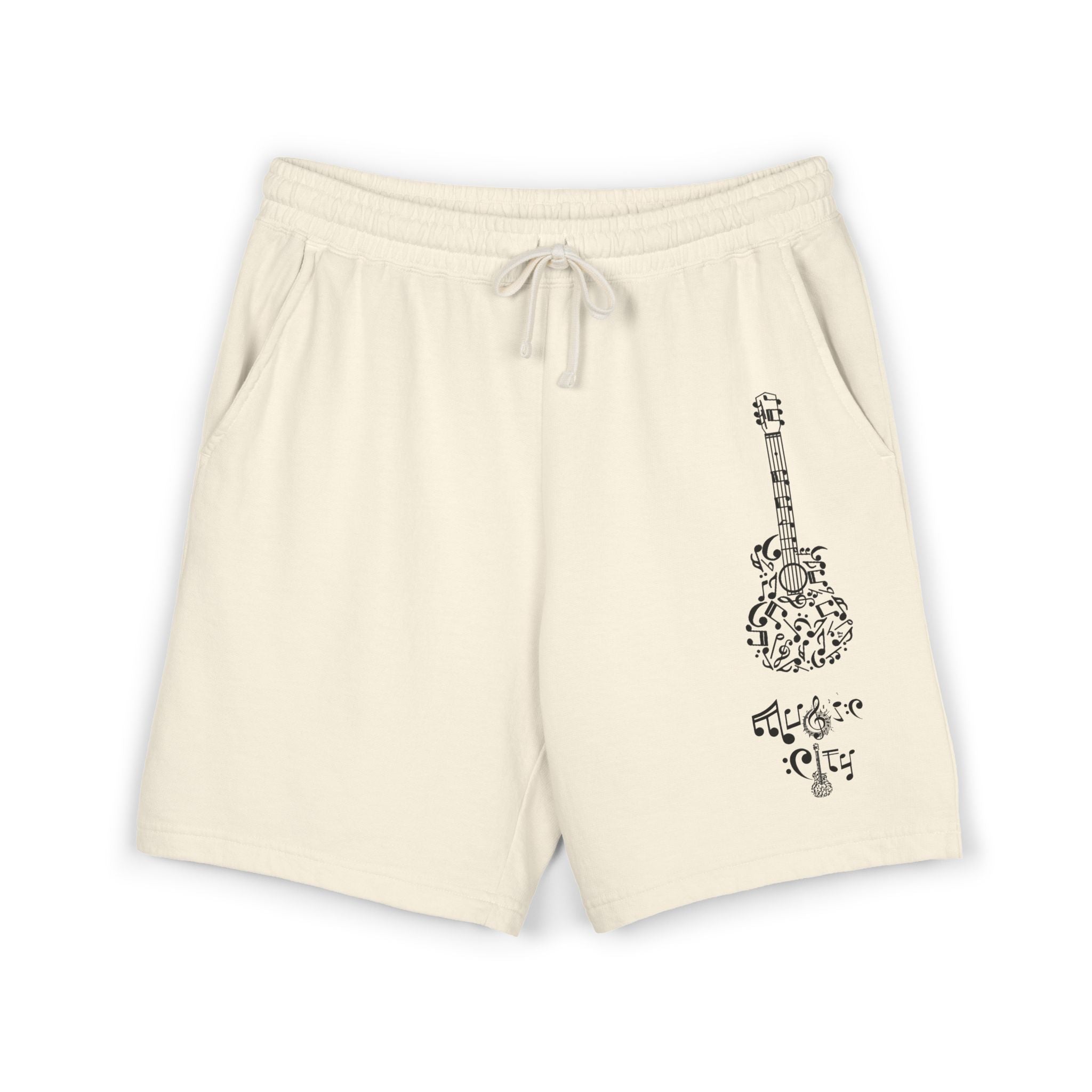"Music City© Midnight" Black Guitar Vintage Fleece Shorts