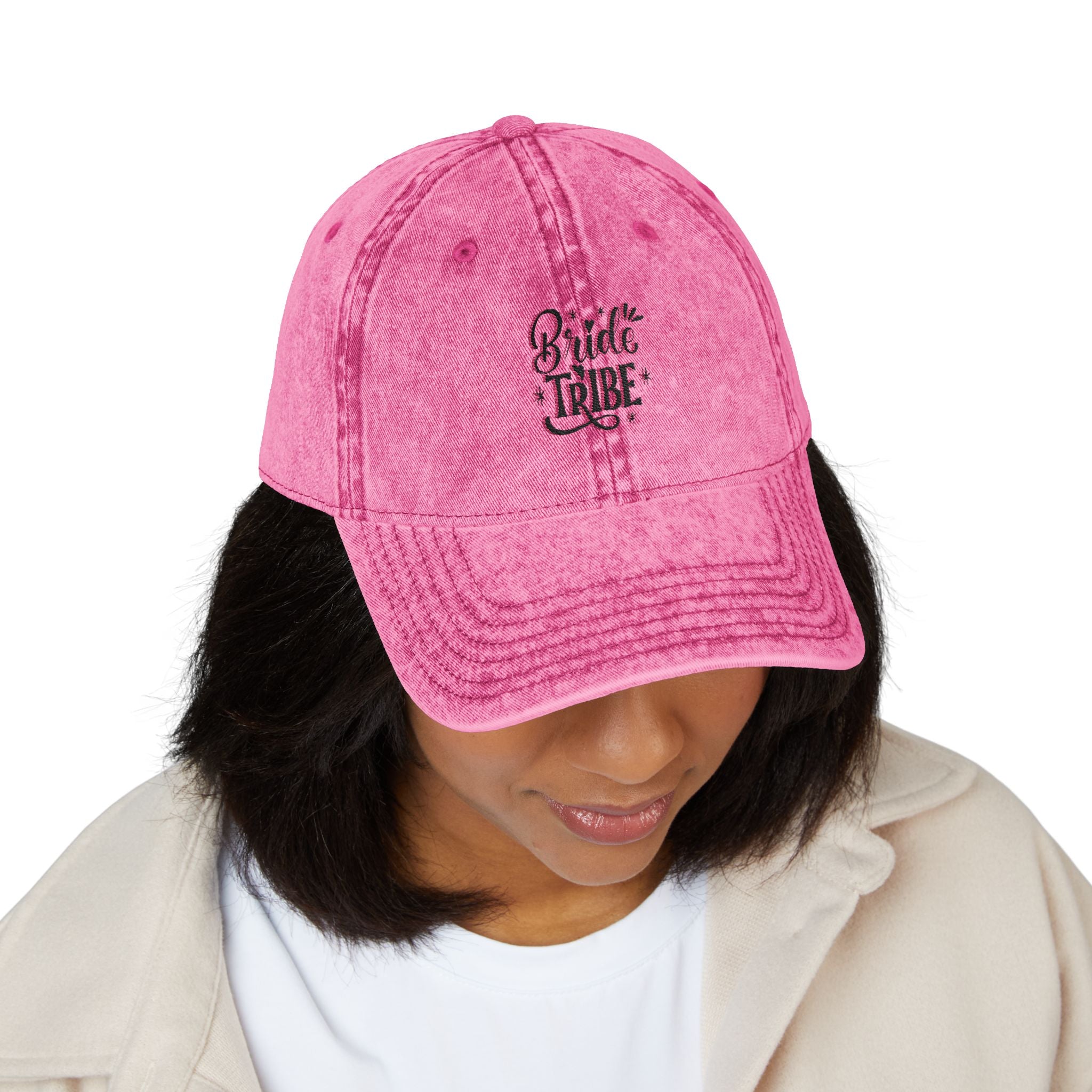 Embroidered "Bride Tribe" Vintage Cap — Washed Grey Baseball Hat
