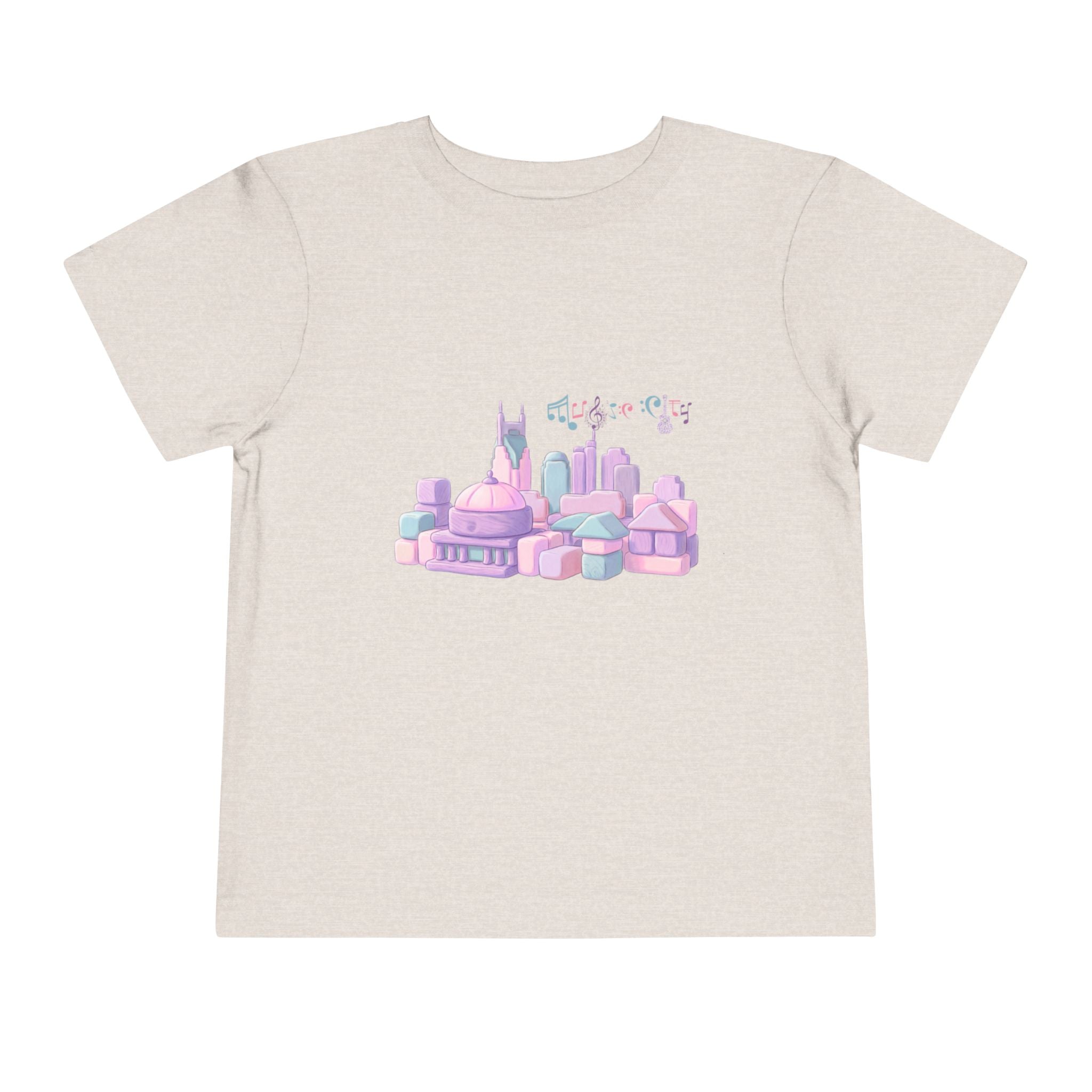 Girl's Toddler Tee with Pastel MusicCityscape