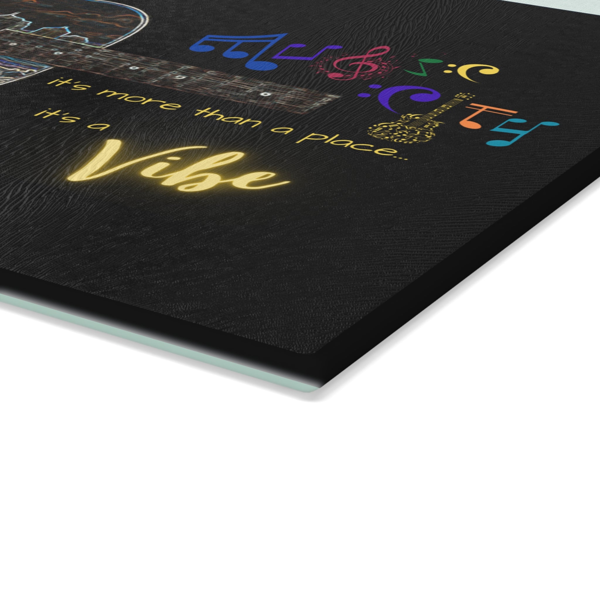 "Music City Vibe" Guitar Skyline Tempered Glass Cutting Board