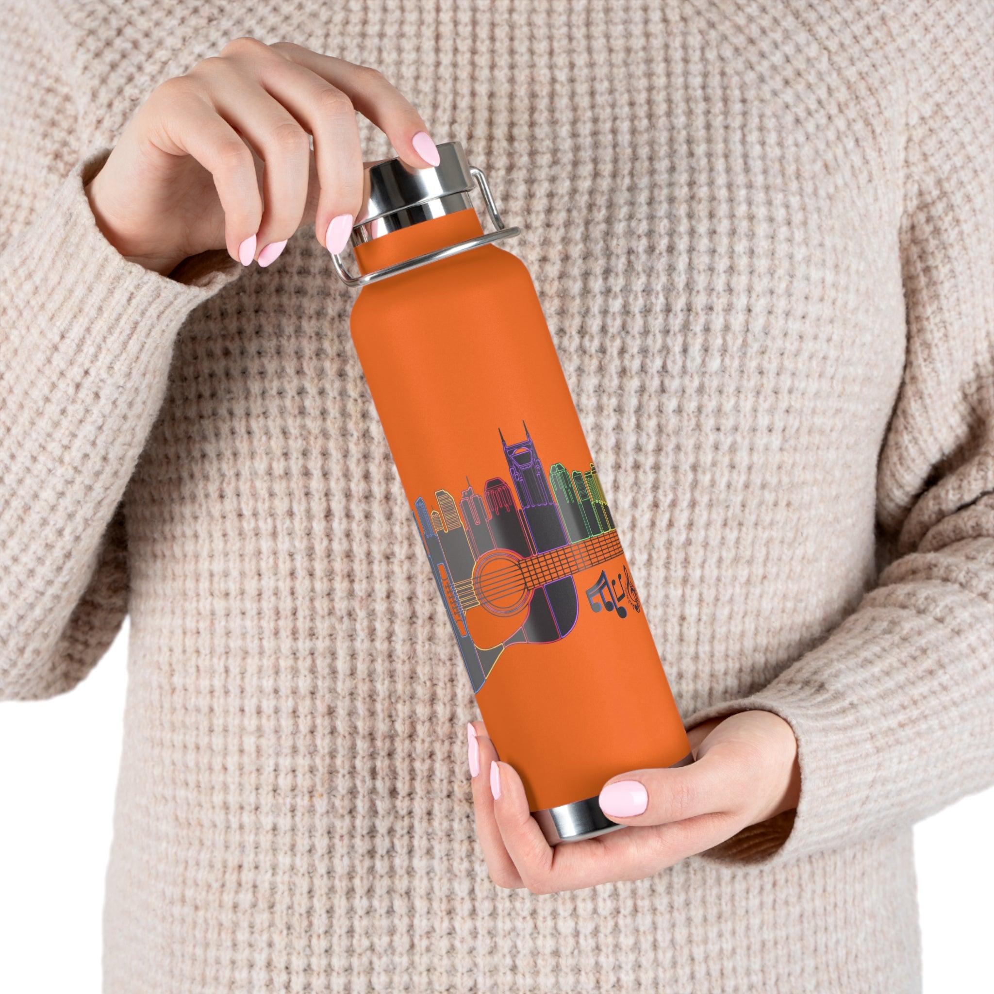 Artistic Music City Skyline Guitar Vacuum-Insulated Bottle