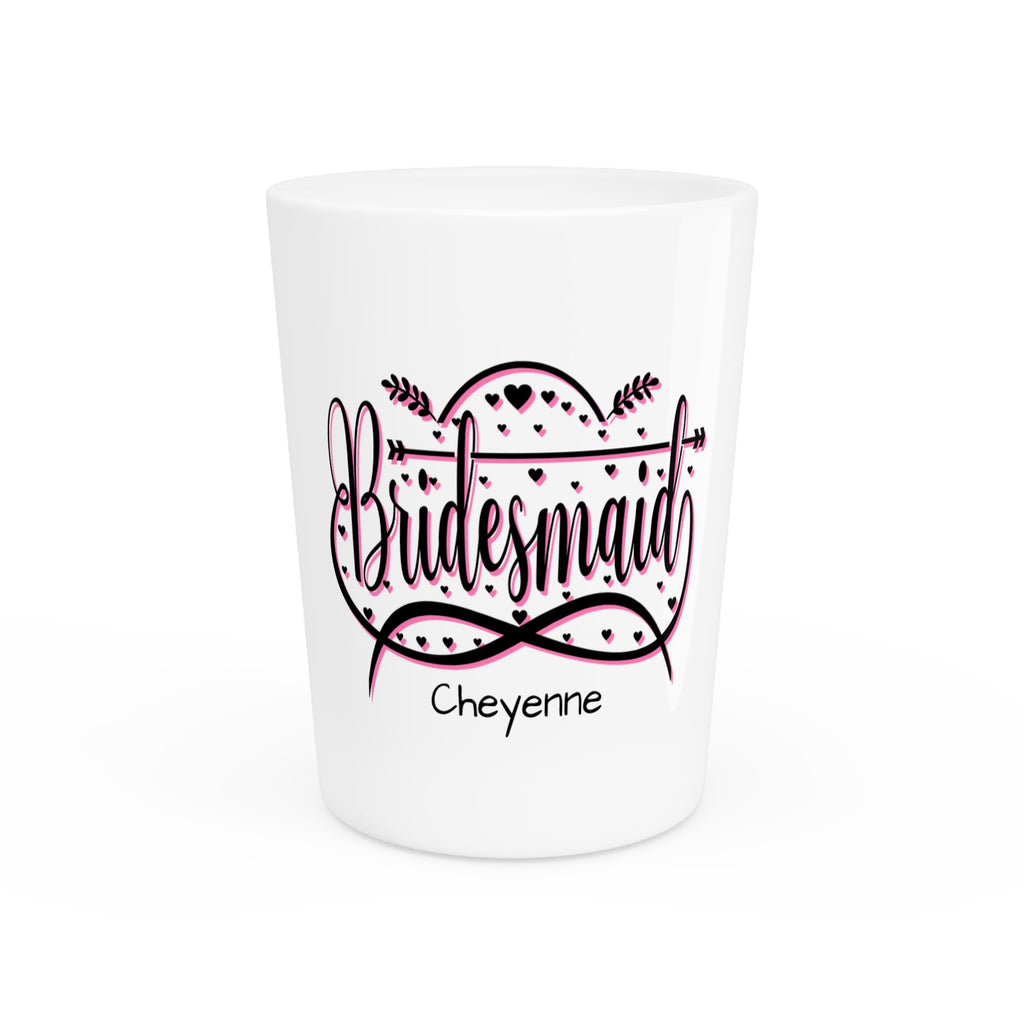 "Bridesmaid" Sparkle Script Ceramic Shot Glass - Bachelorette Party Keepsake