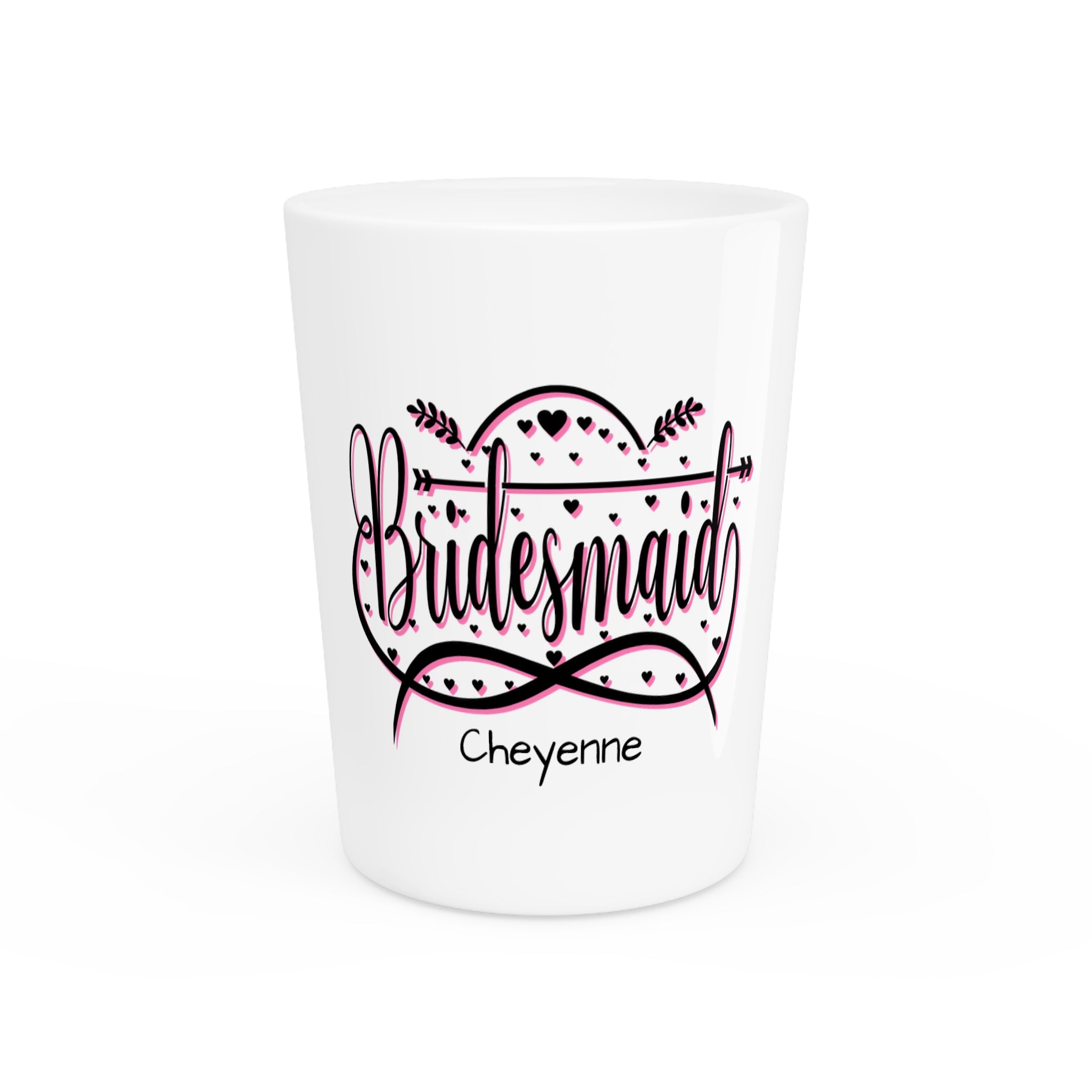 "Bridesmaid" Sparkle Script Ceramic Shot Glass - Bachelorette Party Keepsake