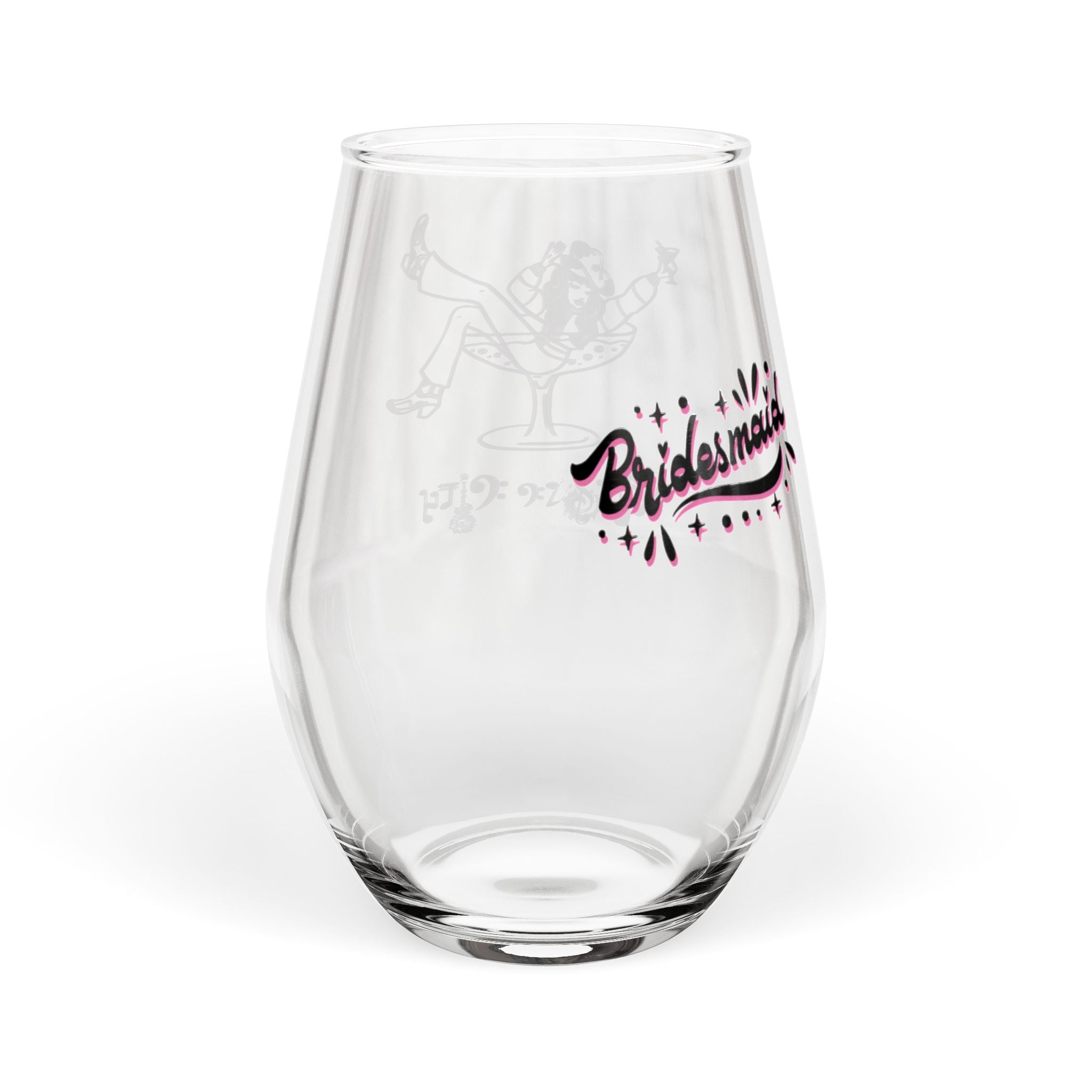 "Music City© Bride Tribe: Bottoms Up Bridesmaid!" Stemless Wine Glass – Bachelorette Party Glass