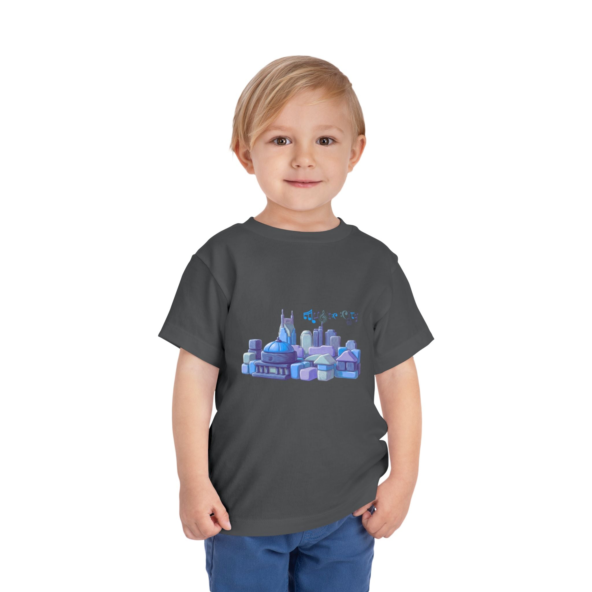 Boy's Toddler Tee with Blue MusicCityscape