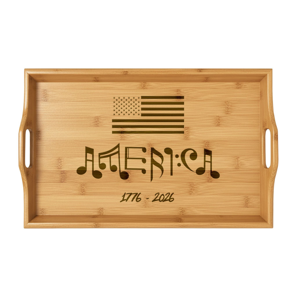 "Stars & Notes" Laser-Engraved Bamboo Serving Tray