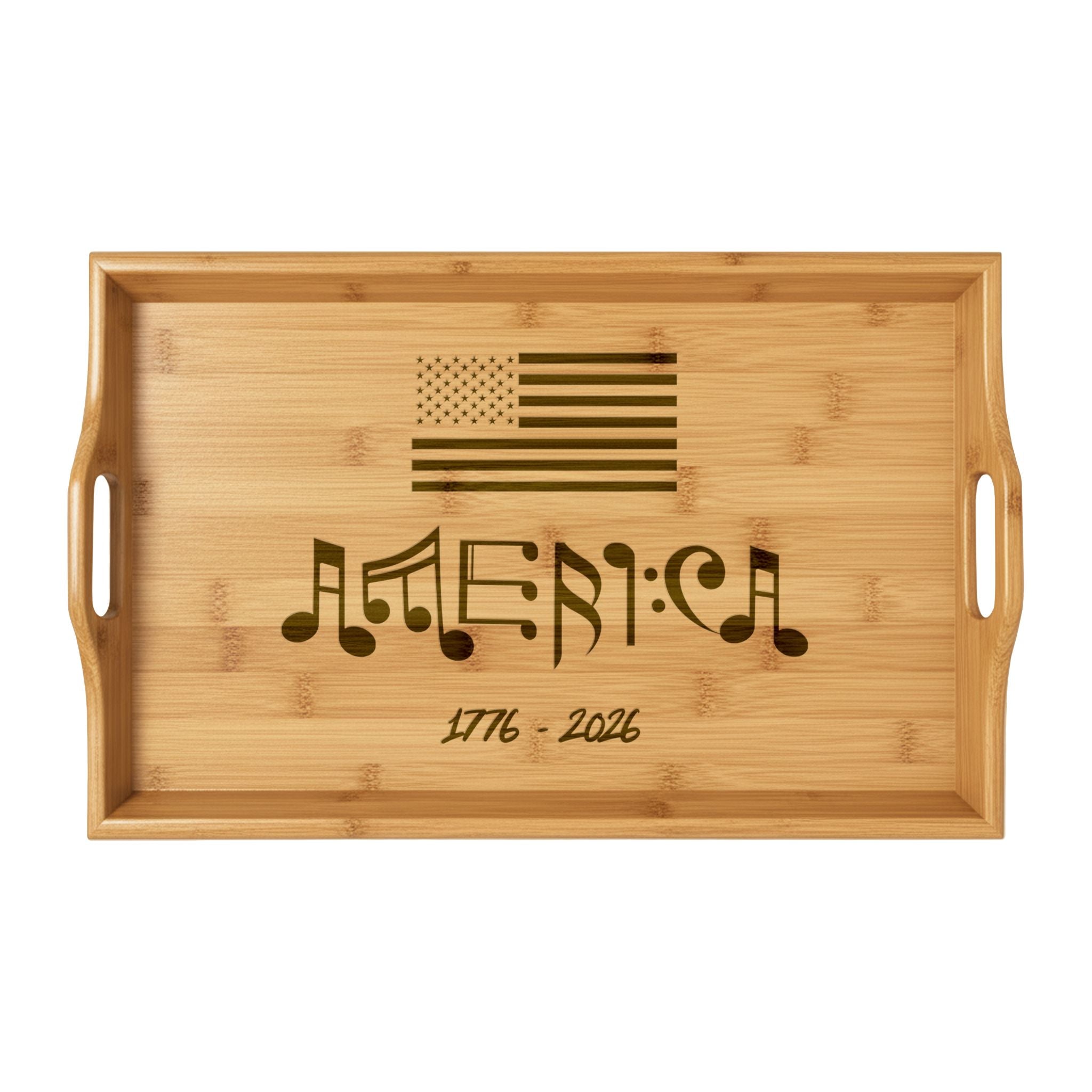 "Stars & Notes" Laser-Engraved Bamboo Serving Tray
