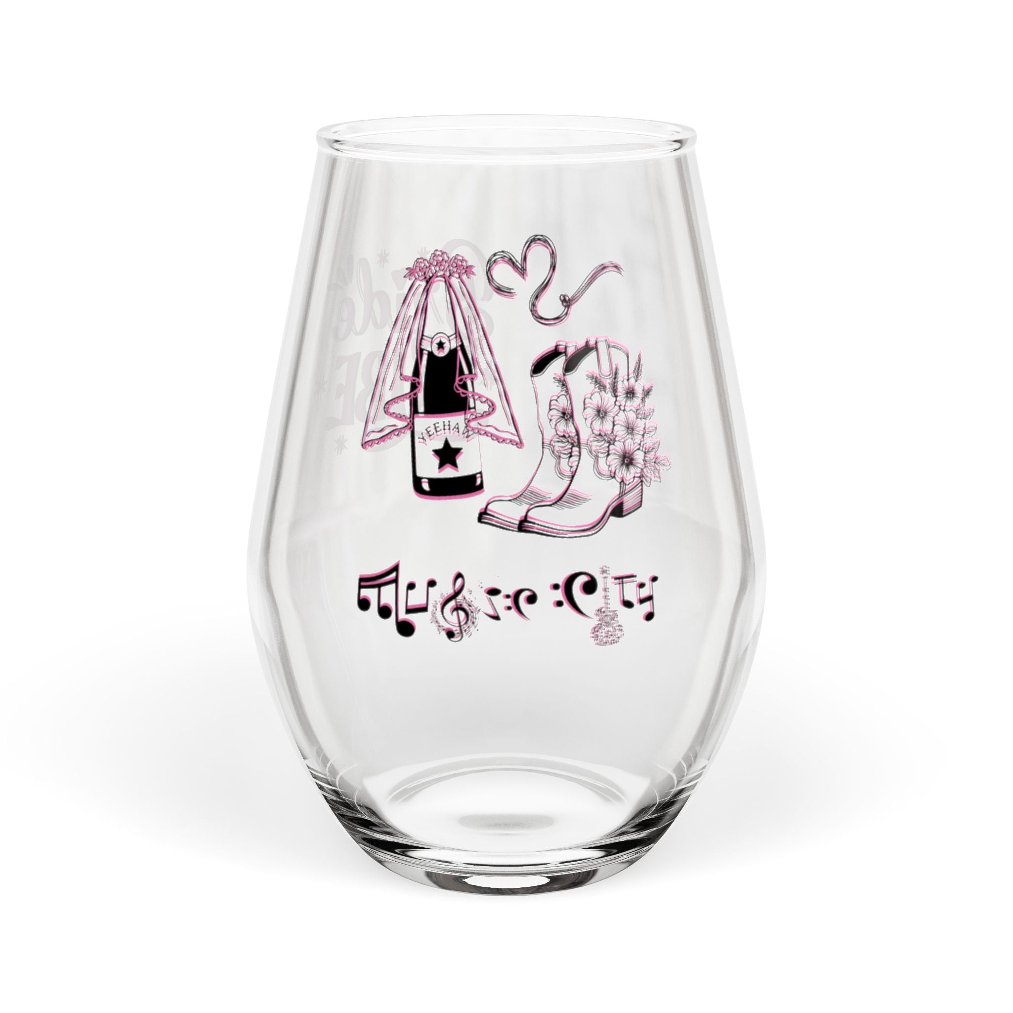 "Music City© Bride Tribe: Timeless Traditions" Stemless Wine Glass – Bachelorette Party Glass