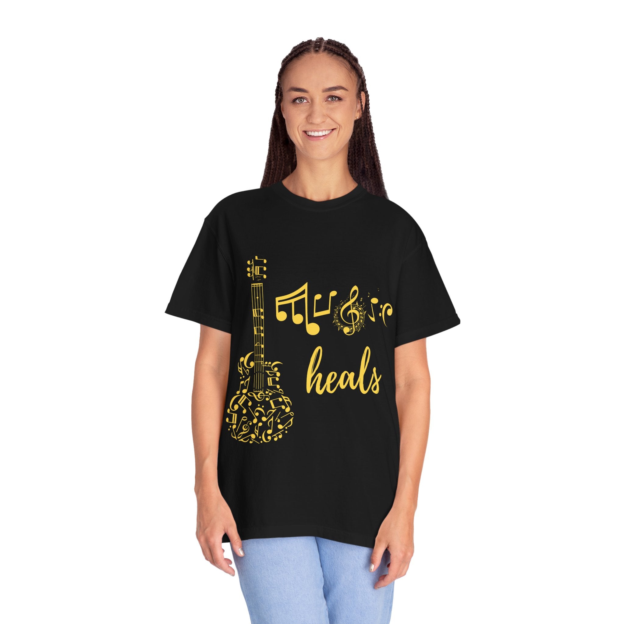 "Music Heals" Graphic Tee - Yellow