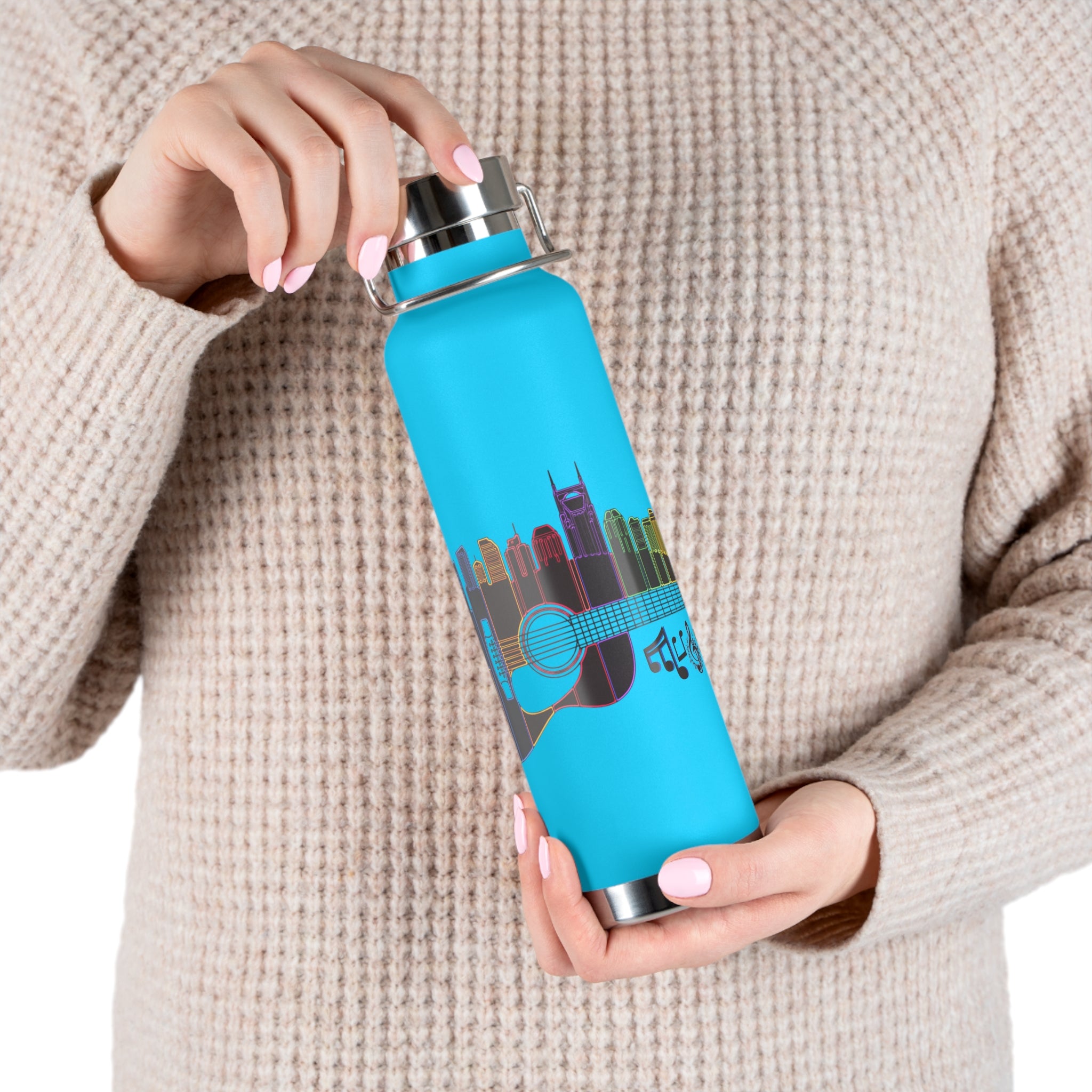 Artistic Music City Skyline Guitar Vacuum-Insulated Bottle