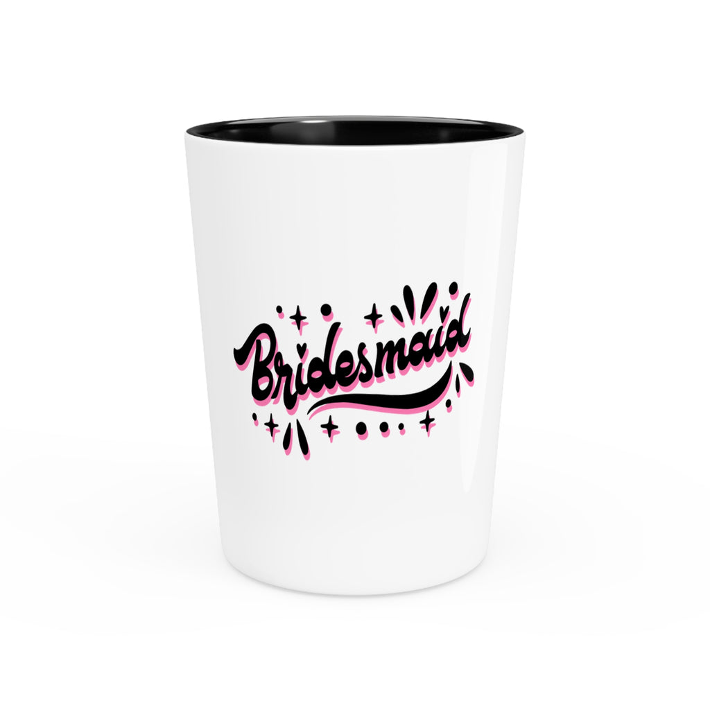"Bridesmaid" Sparkle Script Ceramic Shot Glass - Bachelorette Party Keepsake