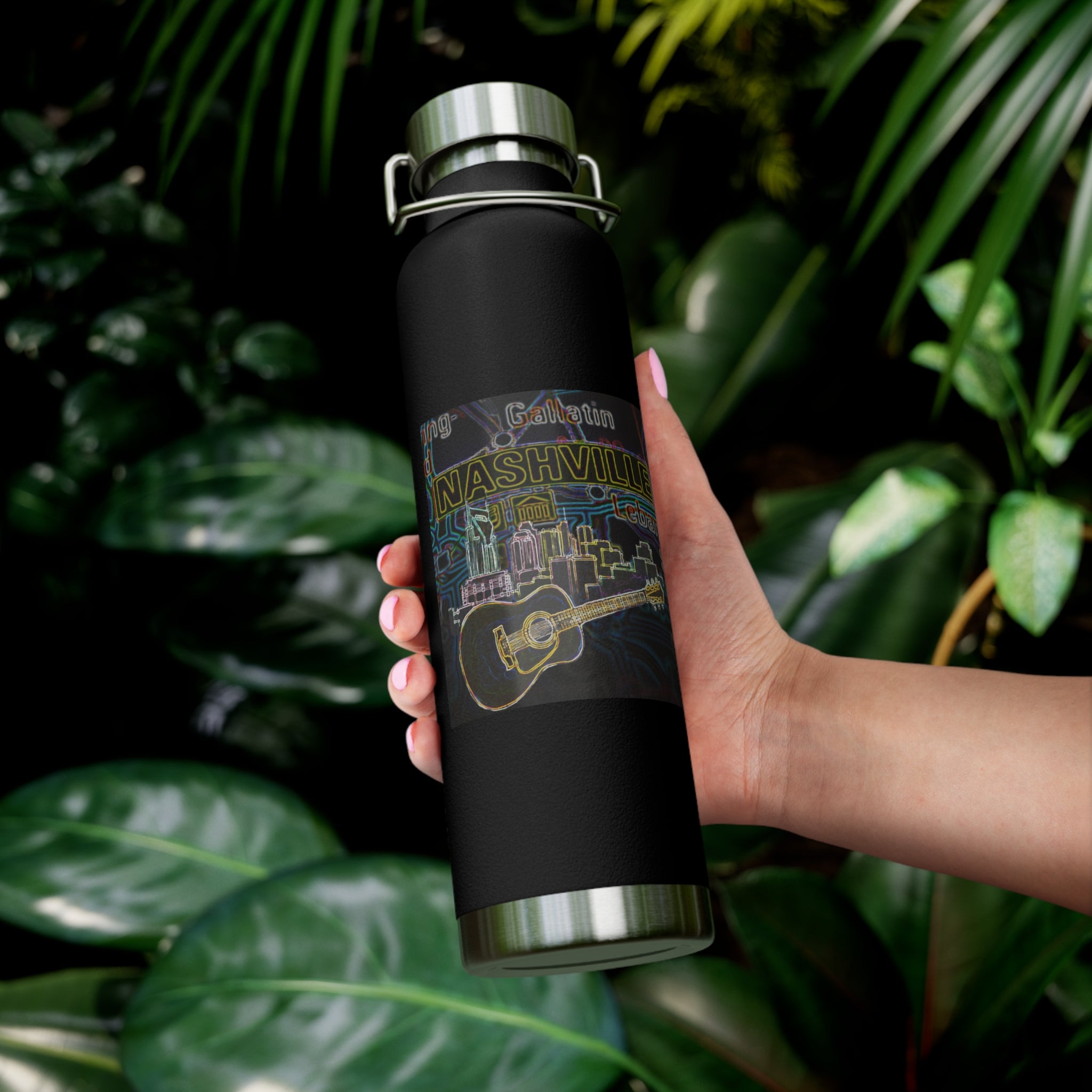 Music City Artistic Skyline Map Vacuum-Insulated Bottle