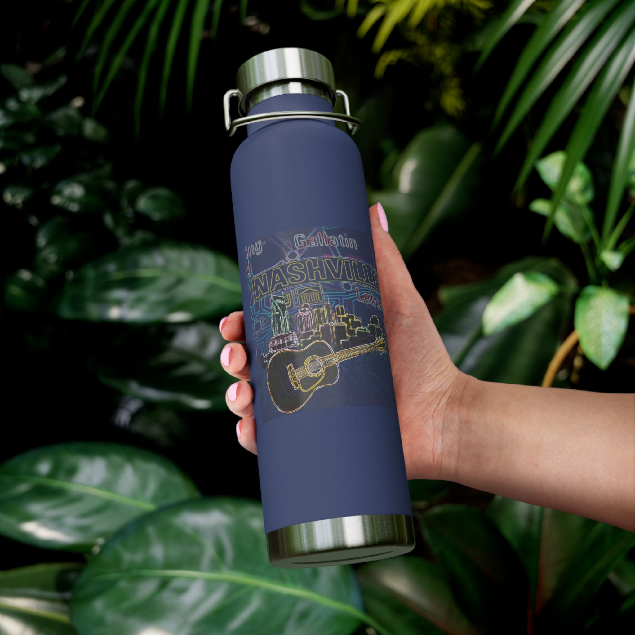 Music City Artistic Skyline Map Vacuum-Insulated Bottle