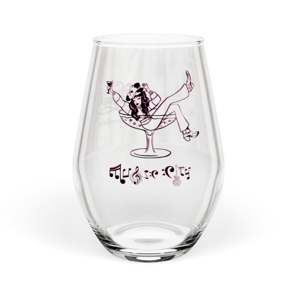 "Music City© Bride Tribe: Bottoms Up Bridesmaid!" Stemless Wine Glass – Bachelorette Party Glass