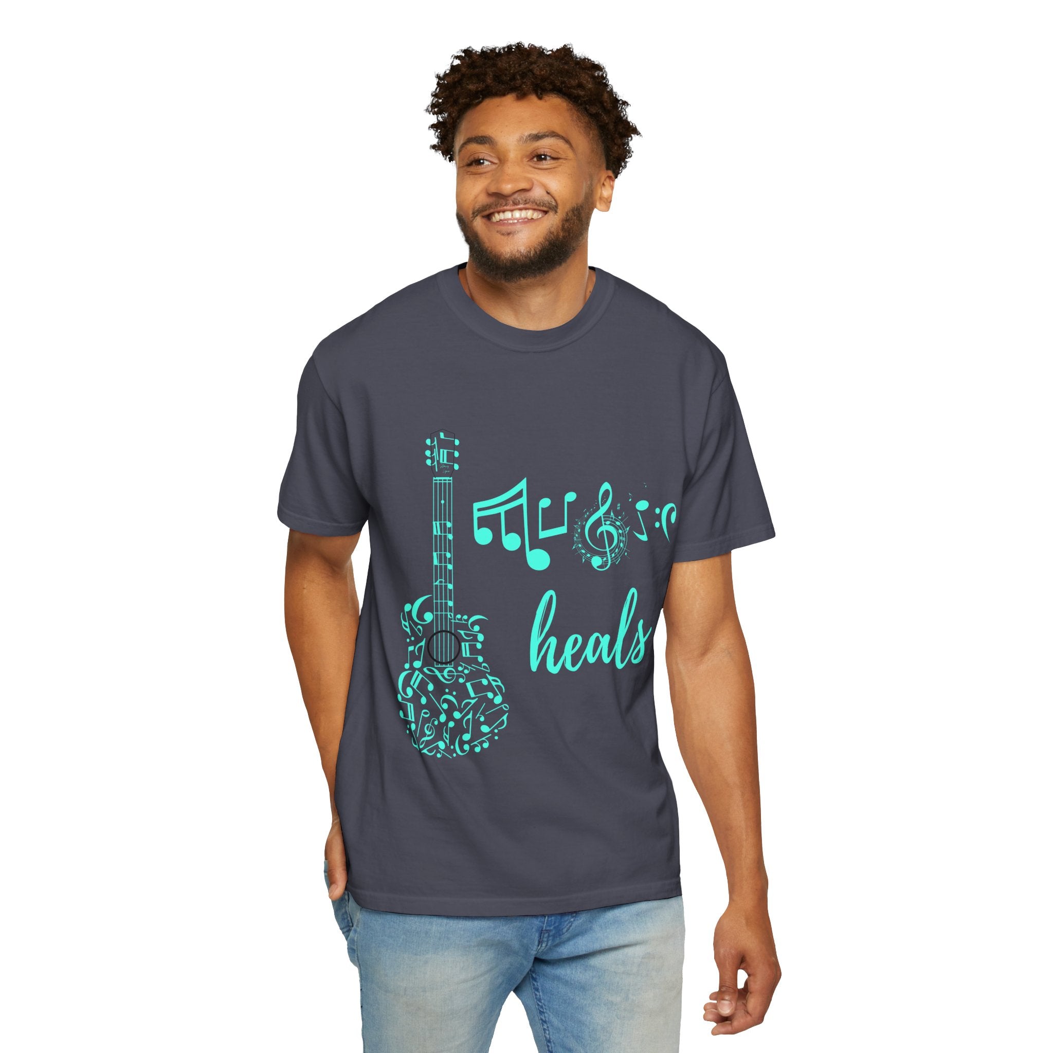 "Music Heals" Graphic Tee - Turquoise