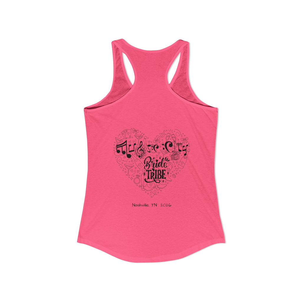 "Music City Bride Tribe" Script Racerback Tank Top "Maid of Honor" Bachelorette Weekend Attire