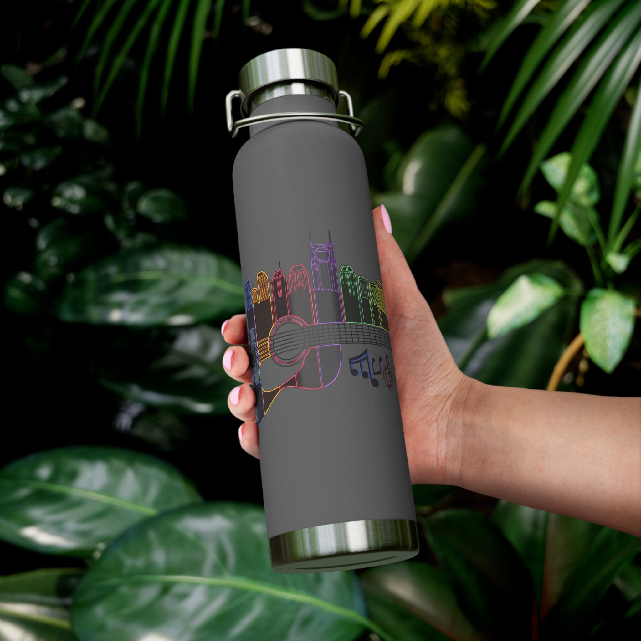 Artistic Music City Skyline Guitar Vacuum-Insulated Bottle