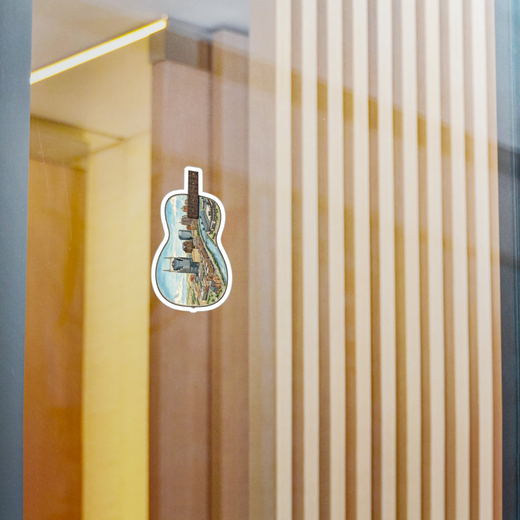 Music City Illustrated Guitar Skyline Kiss-Cut Decal