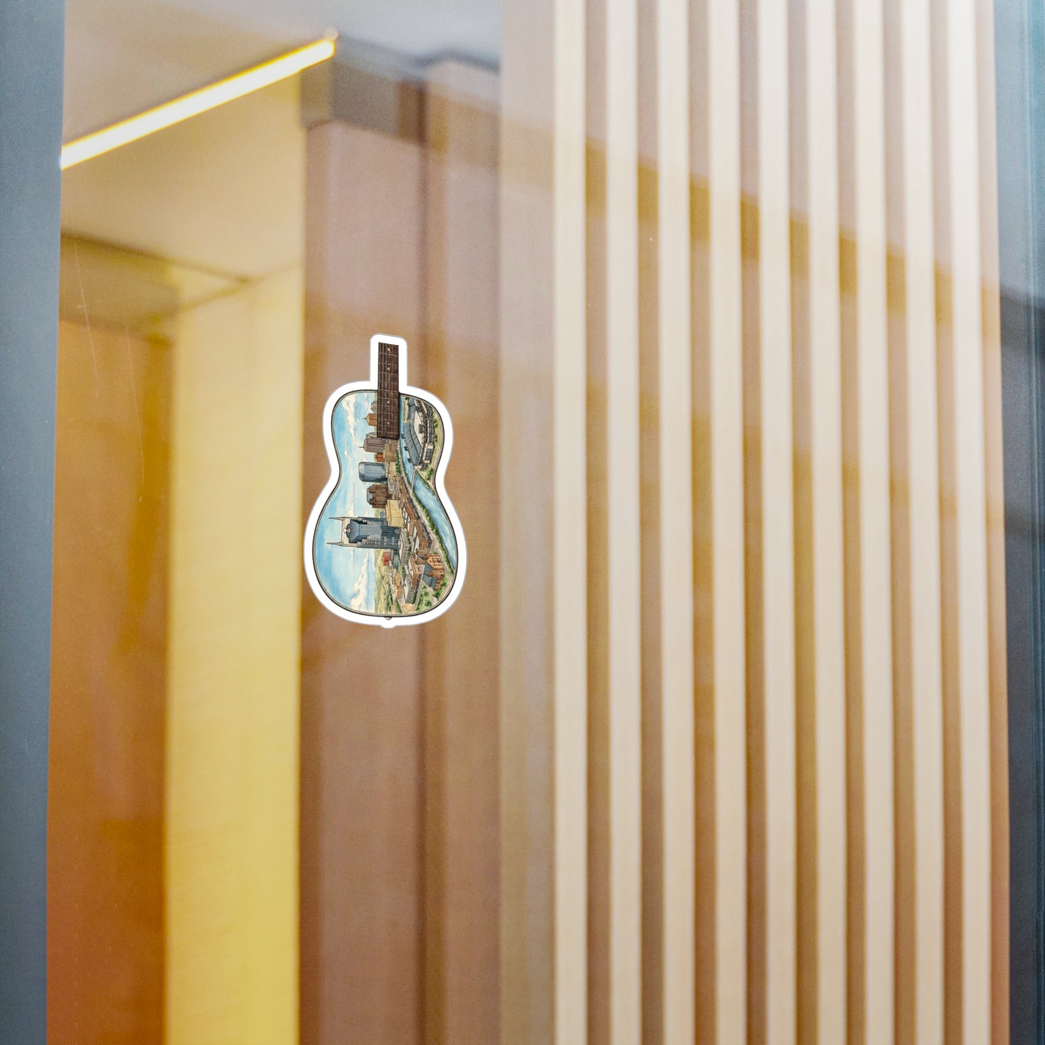 Music City Illustrated Guitar Skyline Kiss-Cut Decal