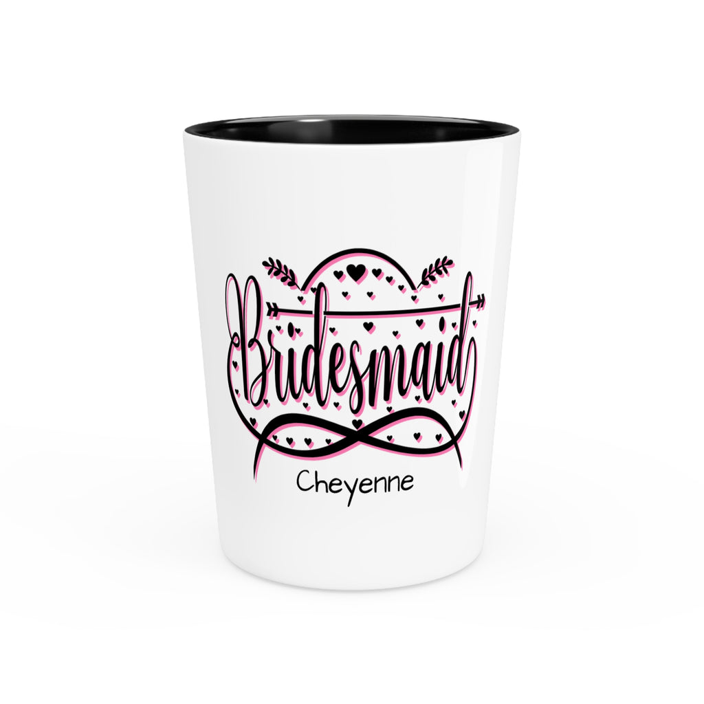 "Bridesmaid" Sparkle Script Ceramic Shot Glass - Bachelorette Party Keepsake